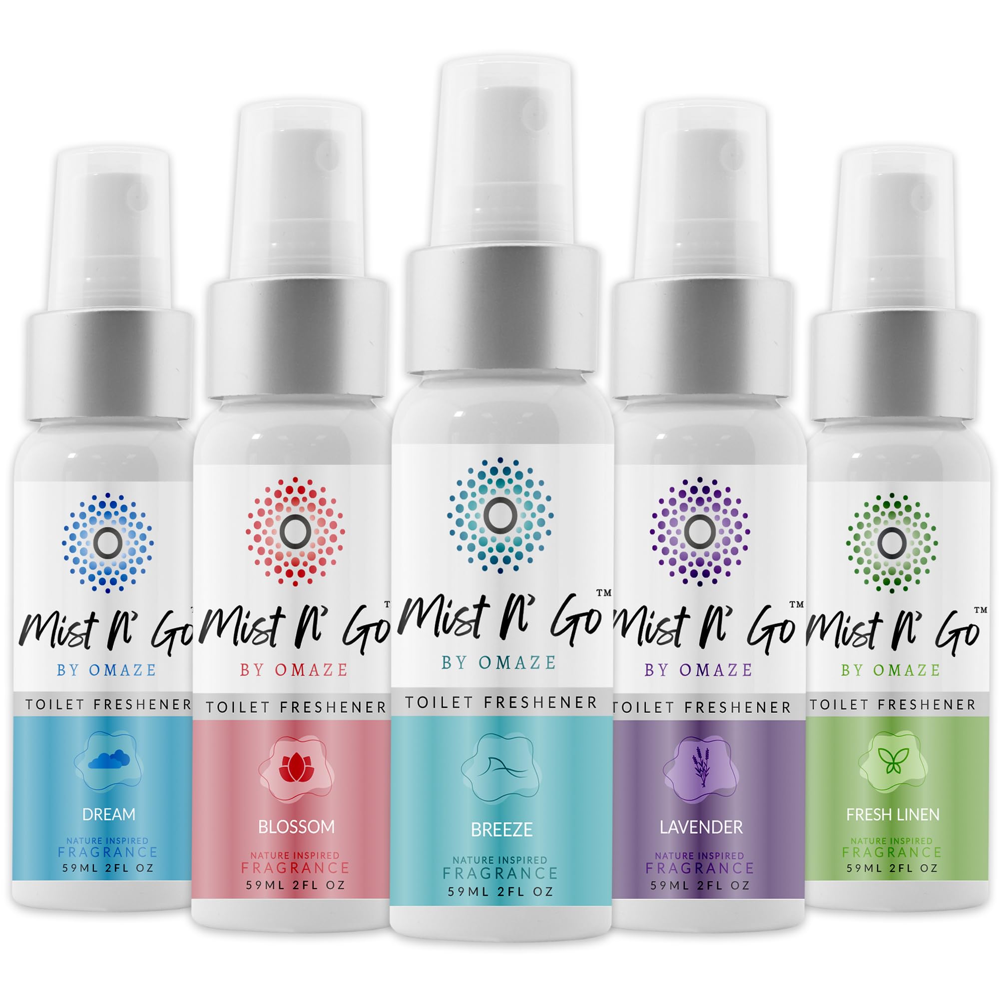 Mist N' Go by Omaze Travel Toilet Odor Eliminator - Regular Size (2oz x5)