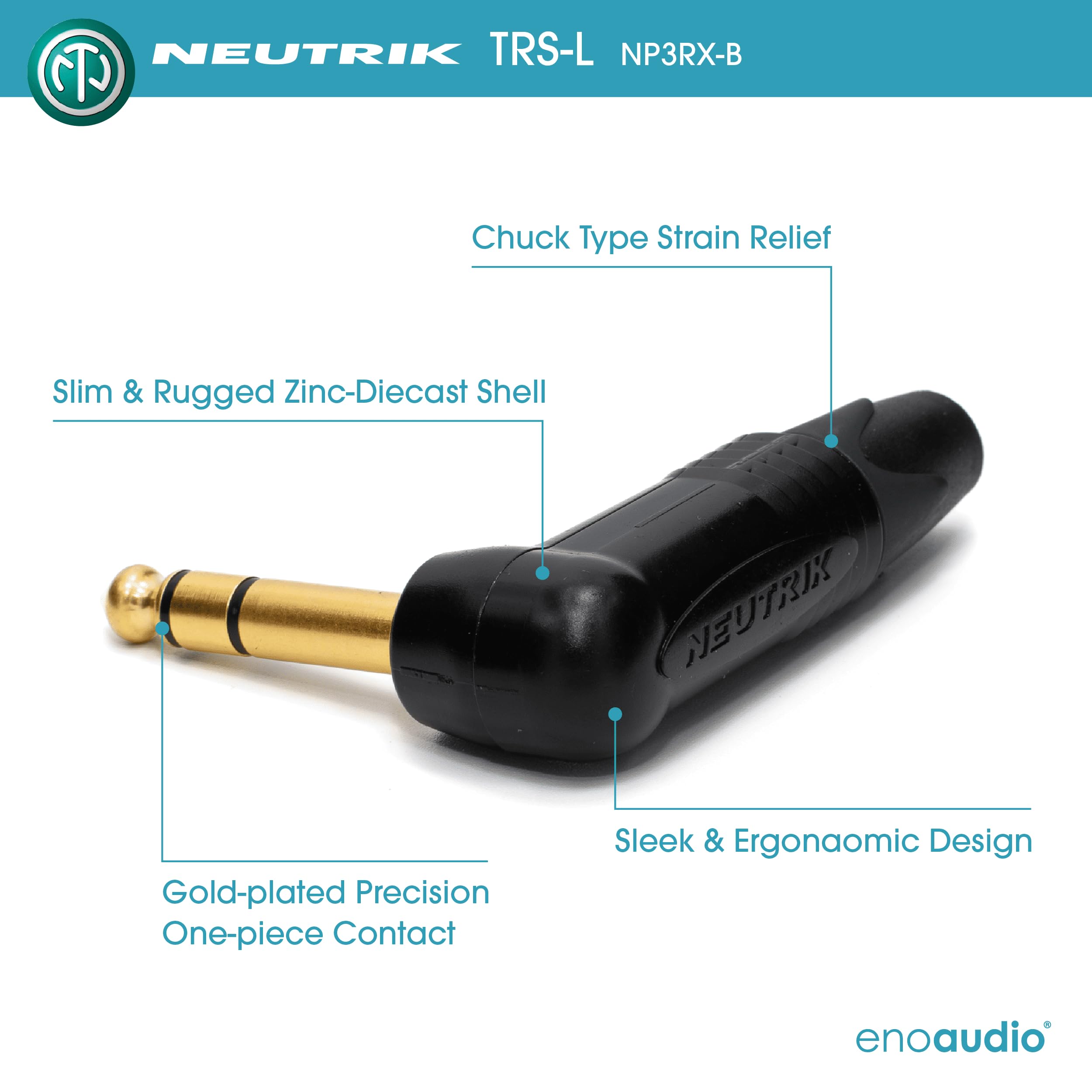 enoaudio Mogami 2534 Quad Professionel Studio Kabel Symmetrische | Neutrik Gold 6,3mm TRS winkelklinke | HiFi, 1,0 m
