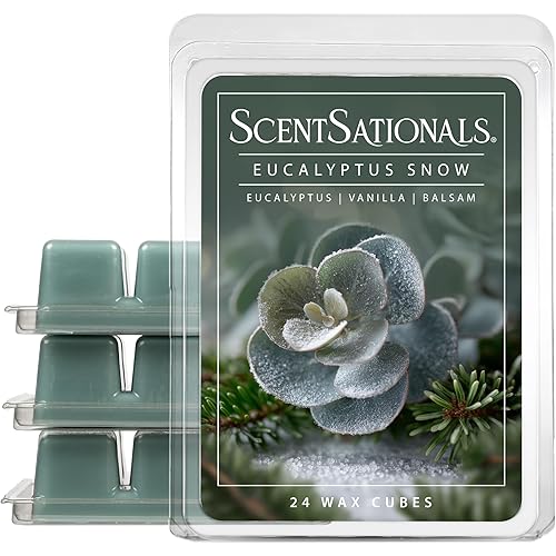 Scentsationals Wax Melts Strong Scent - Eucalyptus Snow - Long Lasting Scented Wax Cubes for Warmers, 10oz (24-Cubes)