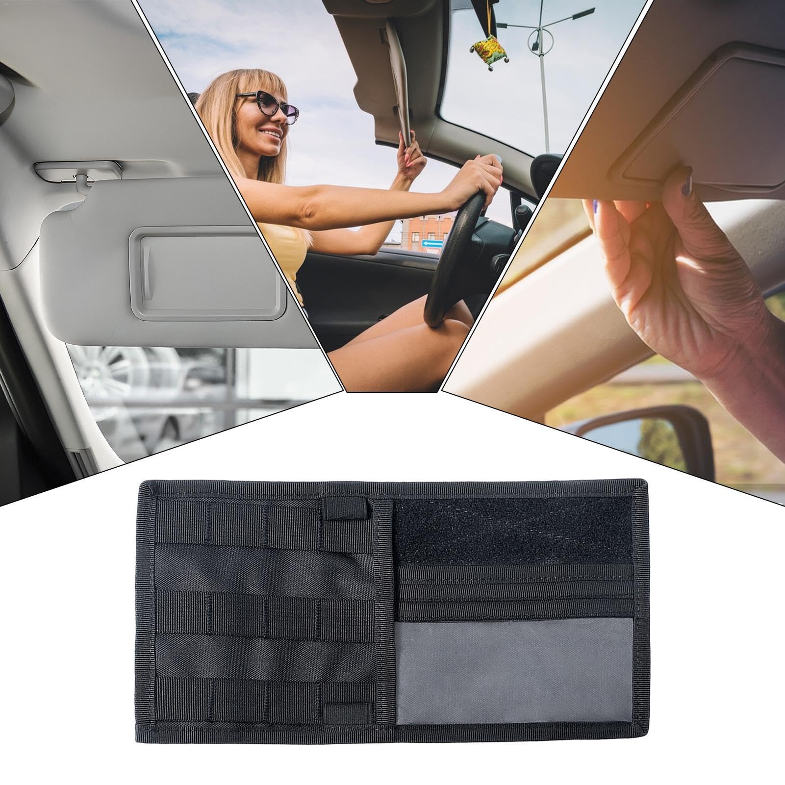 Portaocchiali Auto In Pelle PU - Organizzatore Per Visiera Parasole, Con Scomparti Per Carte E Penne - Foto 5