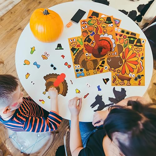 Miniatura 2 de Calcomanías de otoño Make A Turkey para niños, regalos de fiesta de Acción de Gracias, libro de calcomanías para niños, juegos de pavo,