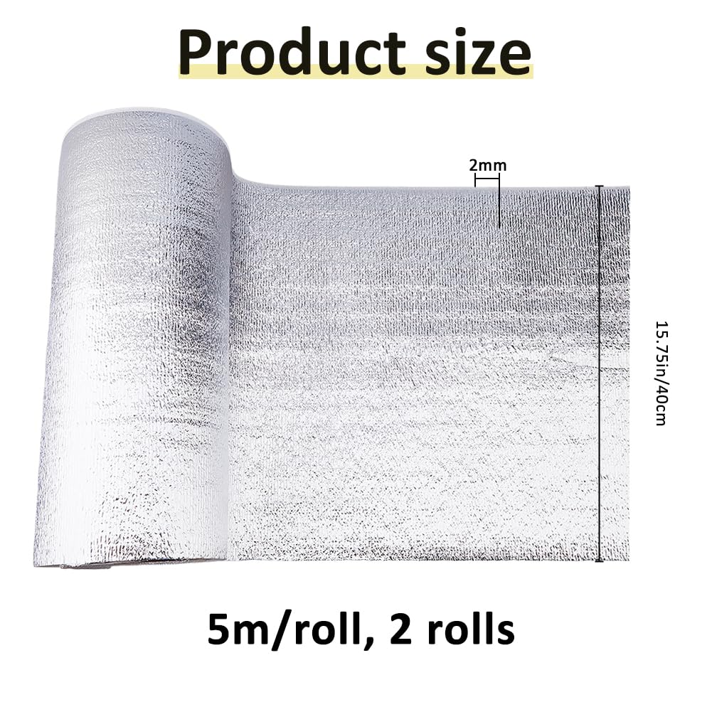 SUPERFINDINGS Hitzebeständige Wattierung für Topflappen, 0,4 x 5 m/Rolle, isolierendes Thermofutter, weiches wärmereflektierendes Fleece für Stoff, Nähen, Basteln, Topflappen, 2 Rollen
