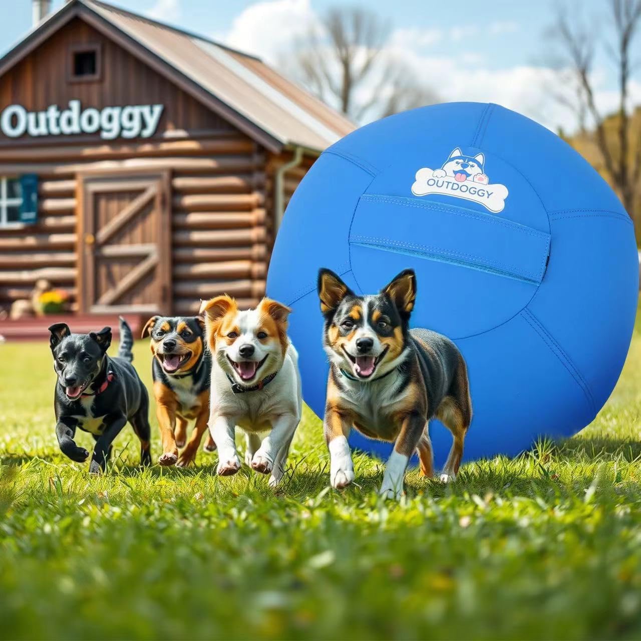 Large Herding Ball for Dogs – 25’’ Durable Herding Ball with Full-Cover Hook-and-Loop Zipper Protector – Perfect for Australian Shepherd, Border Collie, Cattle Dogs & More-Blue