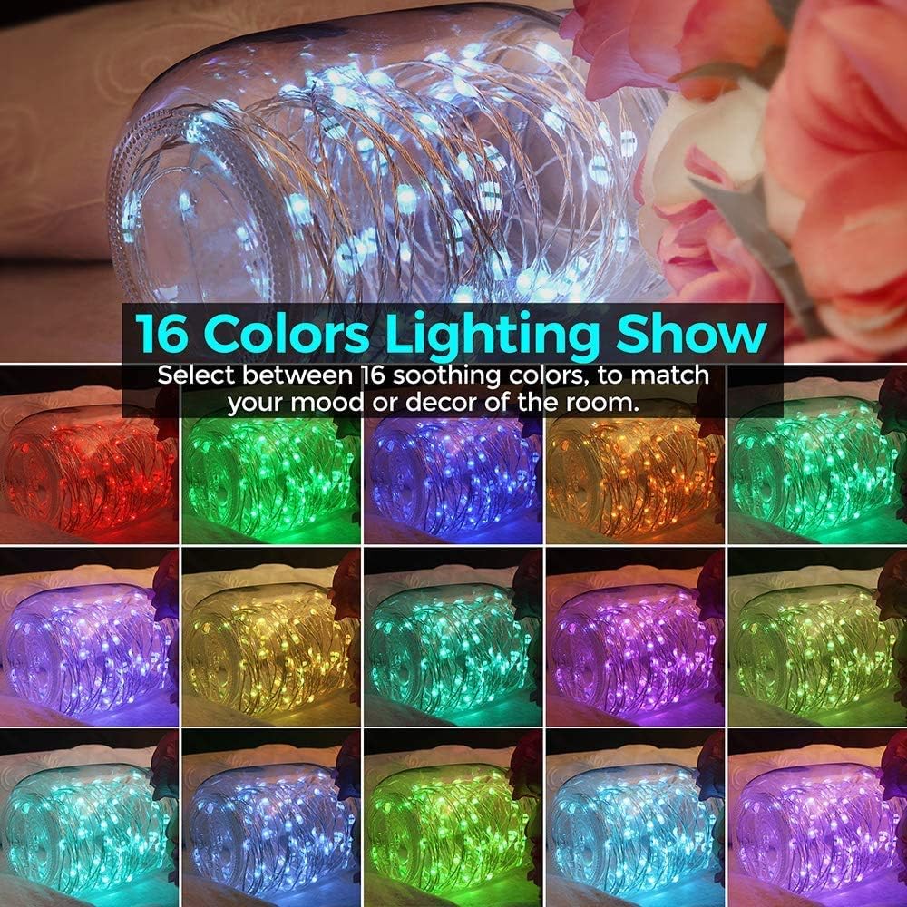 LTETTES Copper 10 Meter 100 Led Battery Powered 16 Colors Multi Color Changing Color Fairy String Lights With Remote For Decorations