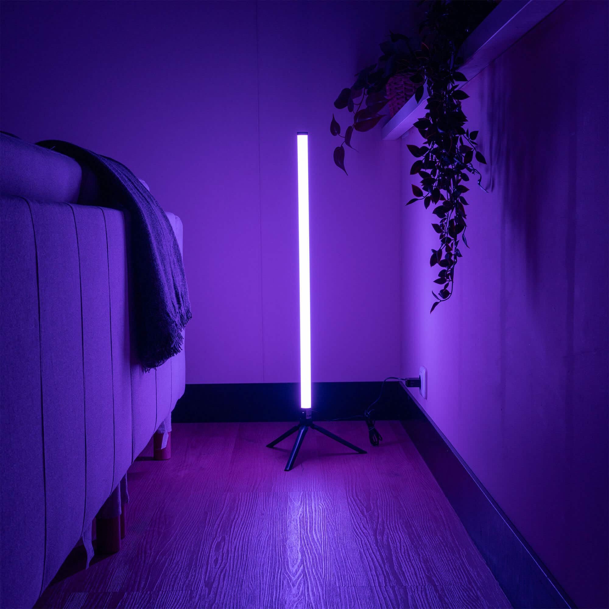 Fuzzix Starry set de 2 tubos LED de pie RGB con 43 LED cada uno, 1 metro de altura, control por app y mando, modo sonido y trípodes incluidos para fiestas y DJ