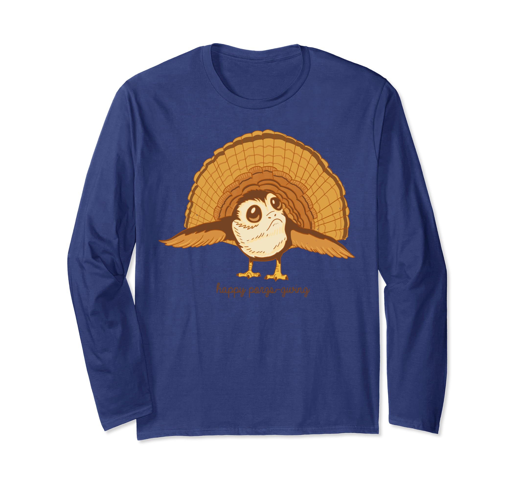 Star Wars The Last Jedi Porg Happy Porgs-Giving Thanksgiving Long Sleeve T-Shirt, Blue