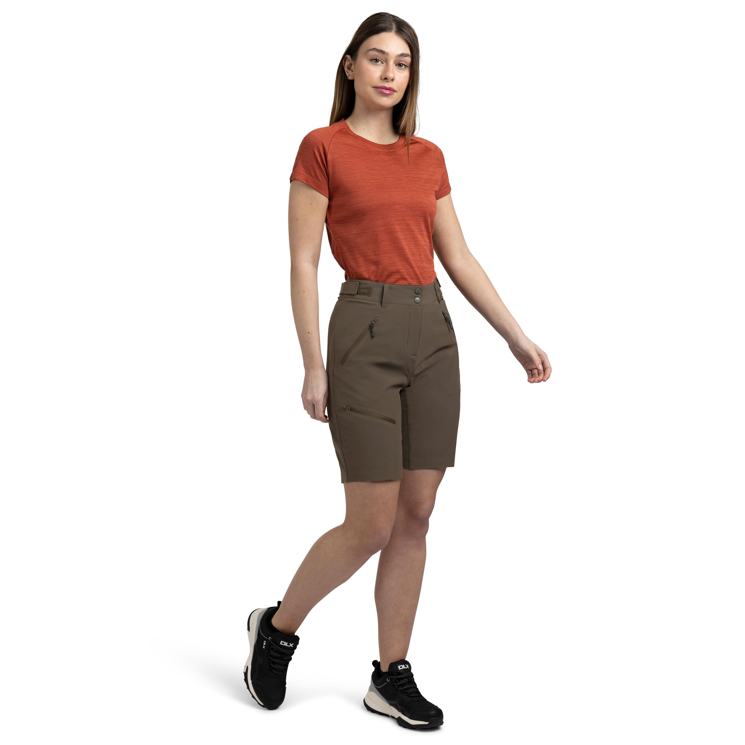 Dlx Women's Peat Shorts Jocelyn - Outdoor Casual Stretch Shorts, Hiking Short With Zip Pockets, Walking Trek Pants, Active Camping Shorts