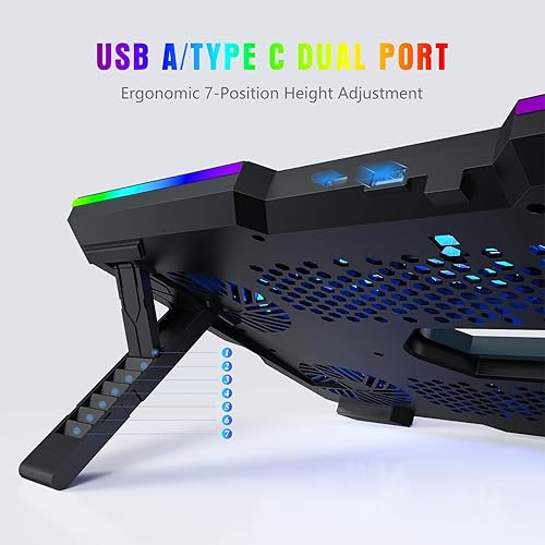 Miniatura 4 de Almohadilla de enfriamiento para laptop, enfriador de laptop para juegos con 10 ventiladores silenciosos, soporte de refrigeración de computadora