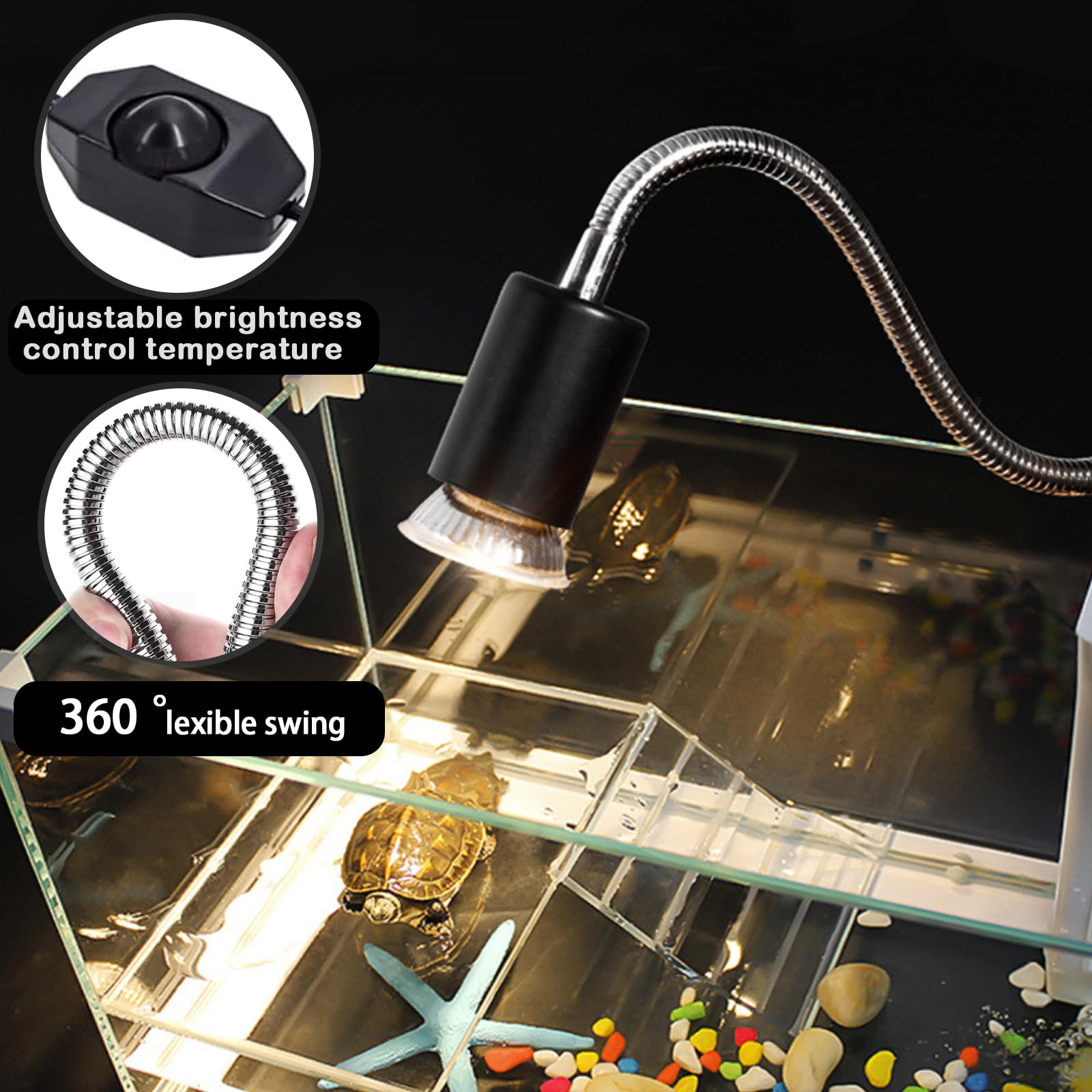 Schildkröten Wärmelampe, Reptilien Terrarium Lampe mit Clip UVA/UVB 25W und 50W Heizlamp Wärmespotlampe E27 Lampenfassung Reptilien Heizlampe für Eidechsen, Schildkröte, Eidechse, Schlangen