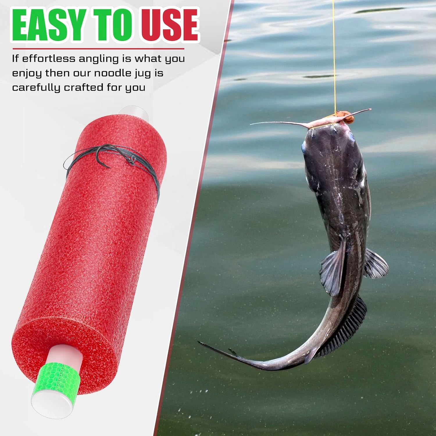 Threehoney 3/6/12 Set Catfish Rig Catfishing Tackle Floats Noodle Jugs Catfishing Equipment 13.4 Inch Fishing Lines Rig Tackle