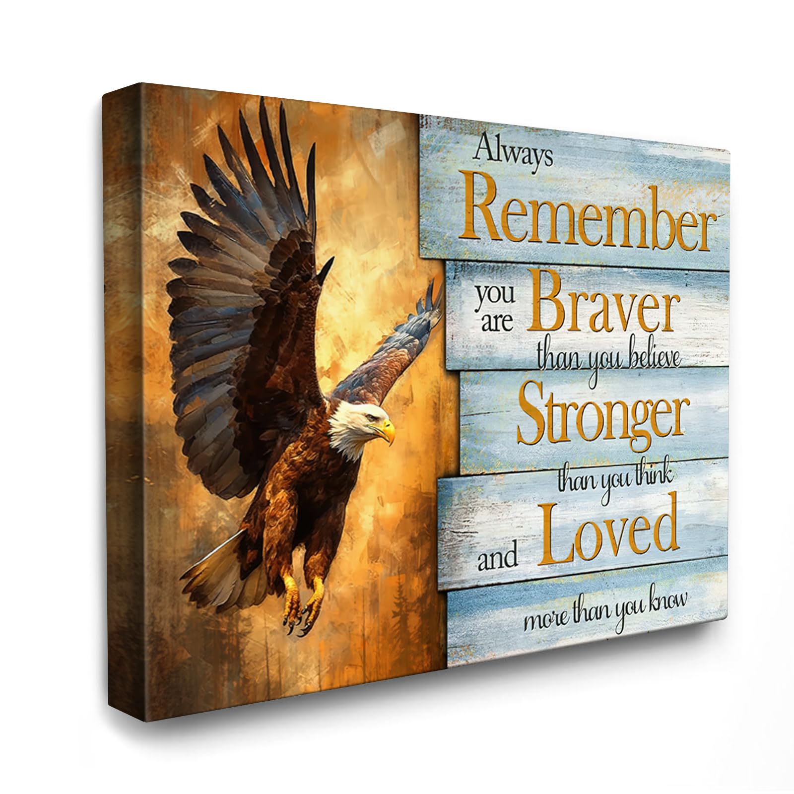 LuslyaMotivational Bald Eagle Canvas Wall Art - Flying Eagle Decor Painting - Inspirational Quotes - Framed Poster - Home Decoration for Living Room, Bedroom, Bathroom - 12x16 inch