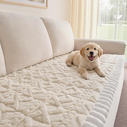 Funda de sofá para perros, fundas de sofá lavables antideslizantes para sofá de 2 cojines, protector de sofá mullido y tapete de cama para mascotas
