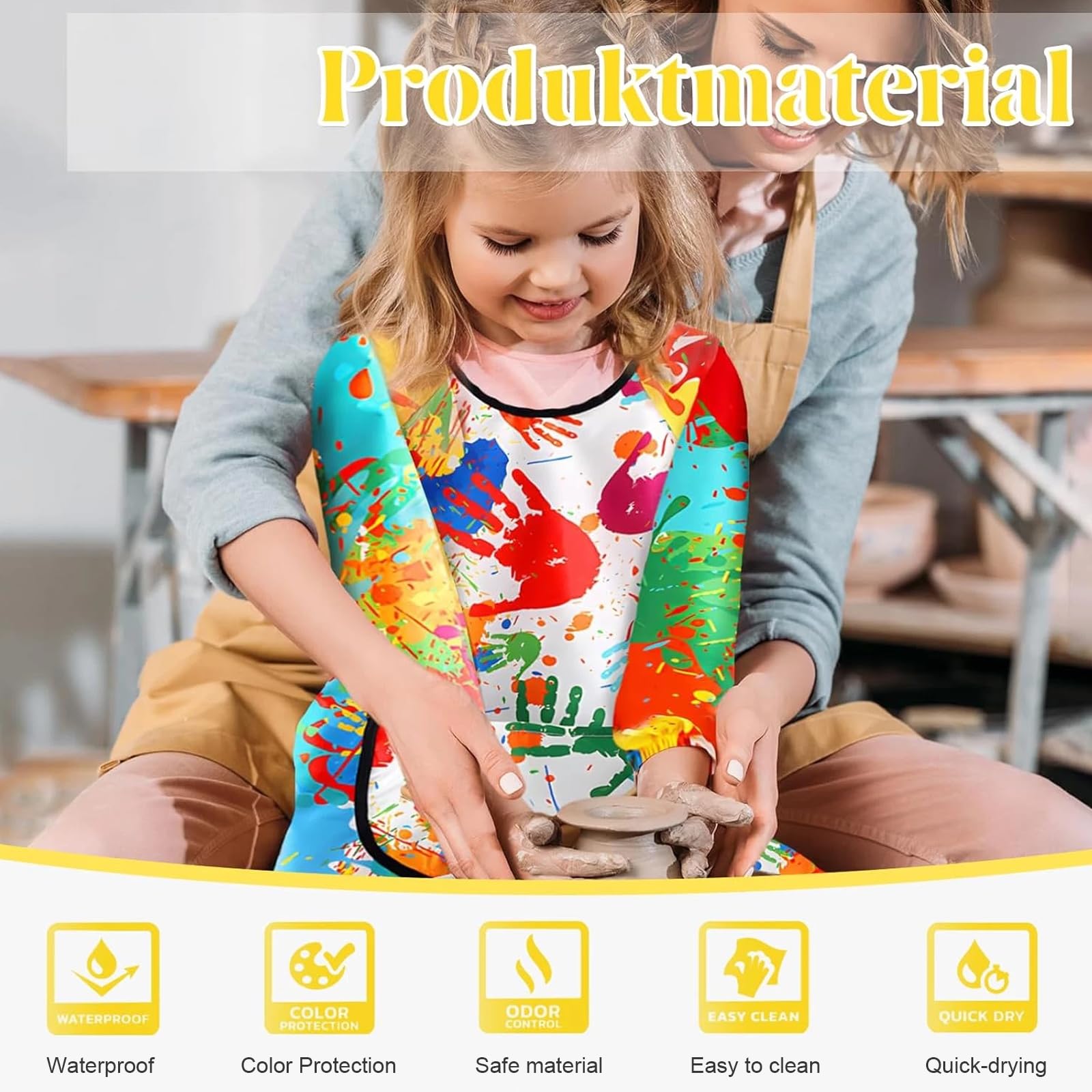 Fartuchy dziecięce, fartuch malarski dla dzieci 7-11 lat, fartuchy kuchenne dla dzieci, wodoodporne i przeciwporostowe, szlafrok z długim rękawem z kieszenią, do malowania gotowania
