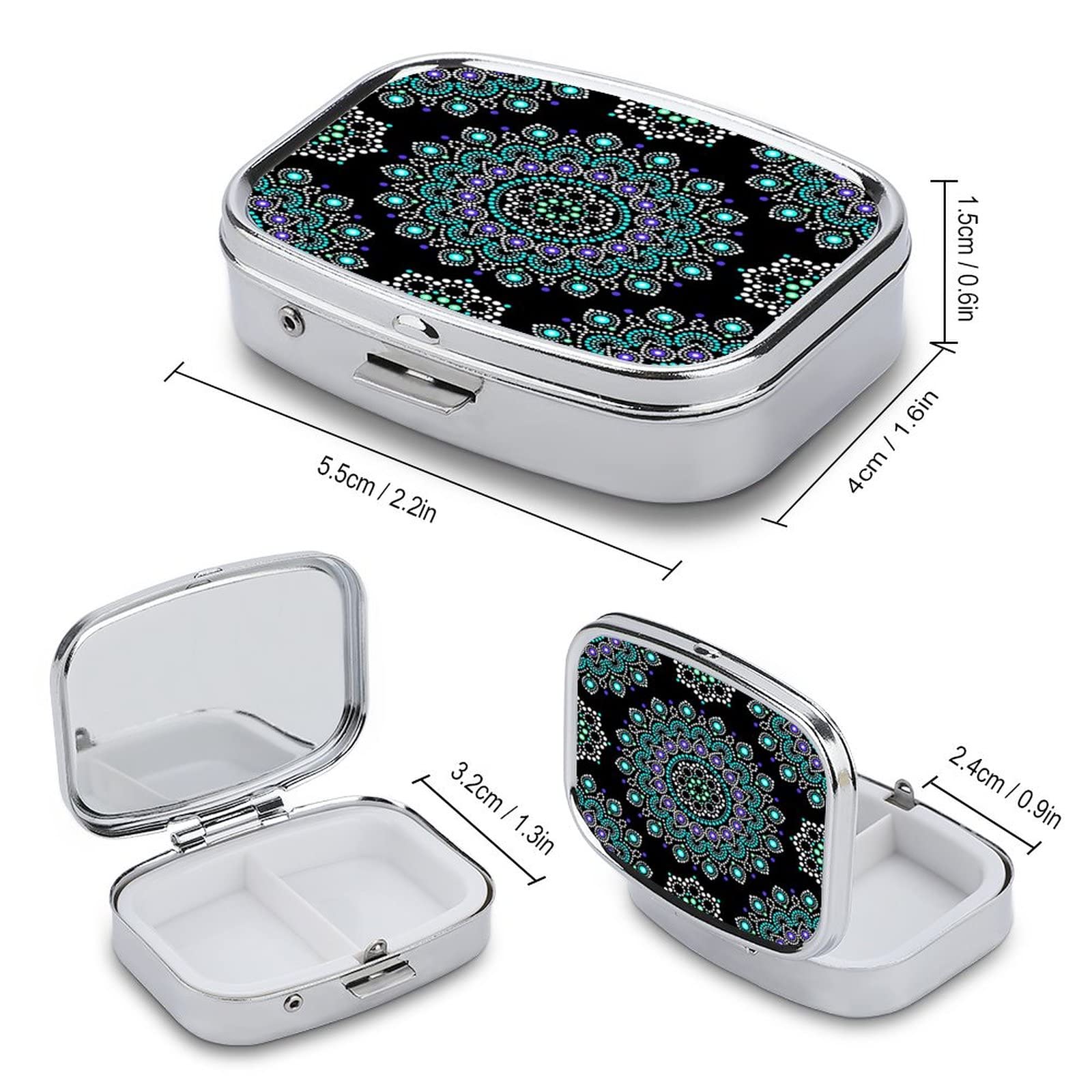 Caja De Pastillas De Viaje Patrón De Puntos De Datura Azul Caja De Pastillas Portátil Caja De Bolsillo Dispensador Compartimiento De Vitaminas Contenedor Caja De Pastillas