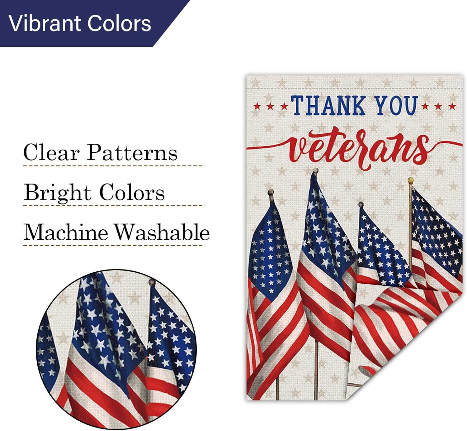 Louise Maelys Thank You Veterans Garden Flag Patriotic Veterans Day 28x40 Inch Double Sided Stars and Stripes Large Burlap Memorial Yard Flag Outside Outdoor House Decor - Image 5