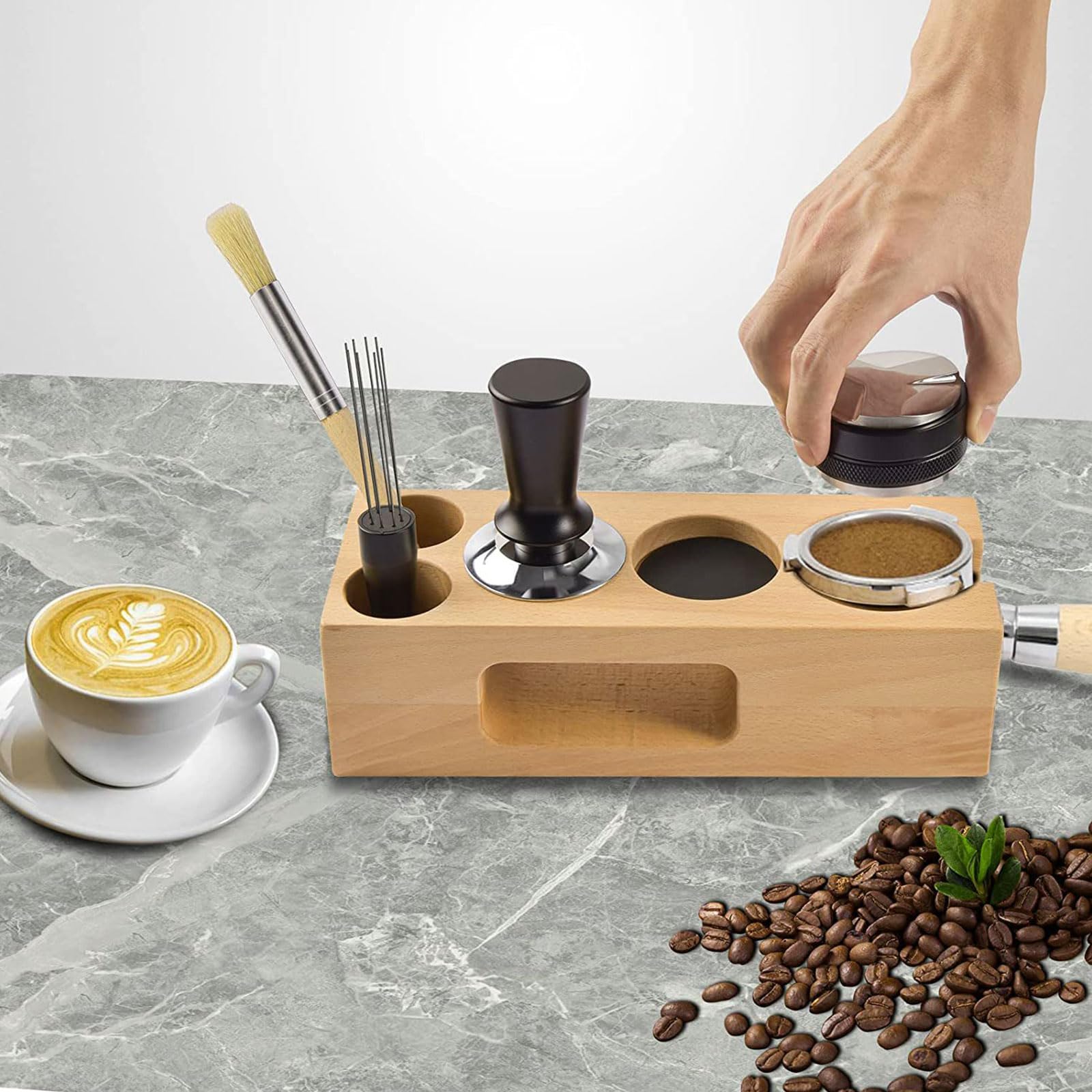 Générique Distributeur de café Pratique, Pack d ' Accessoires de café, Station de Dosage en Bois, agitateur, Parfait pour Les Amoureux, Fournitures de Cuisine de Bureau