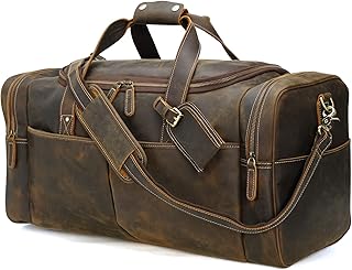POLARE ORIGINAL Polare 24 Inch Leather Duffel Bag for Men Full Grain Leather Travel Overnight Gym Sports Weekender Bag Large