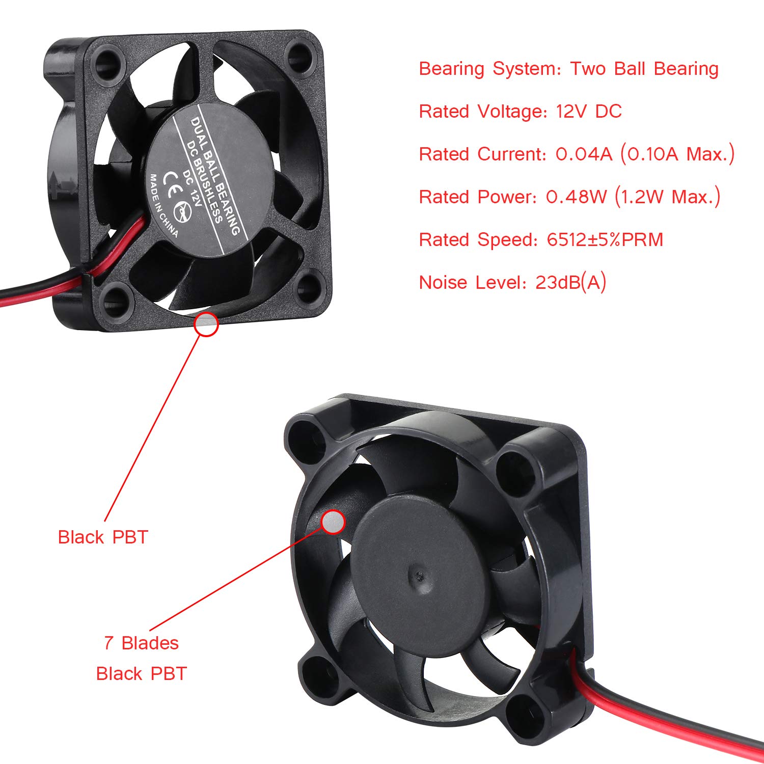 4Pcs DC Brushless Cooling PC Computer Fan 24V 4010s 40x40x10mm 0.15A 2 Pin Wire