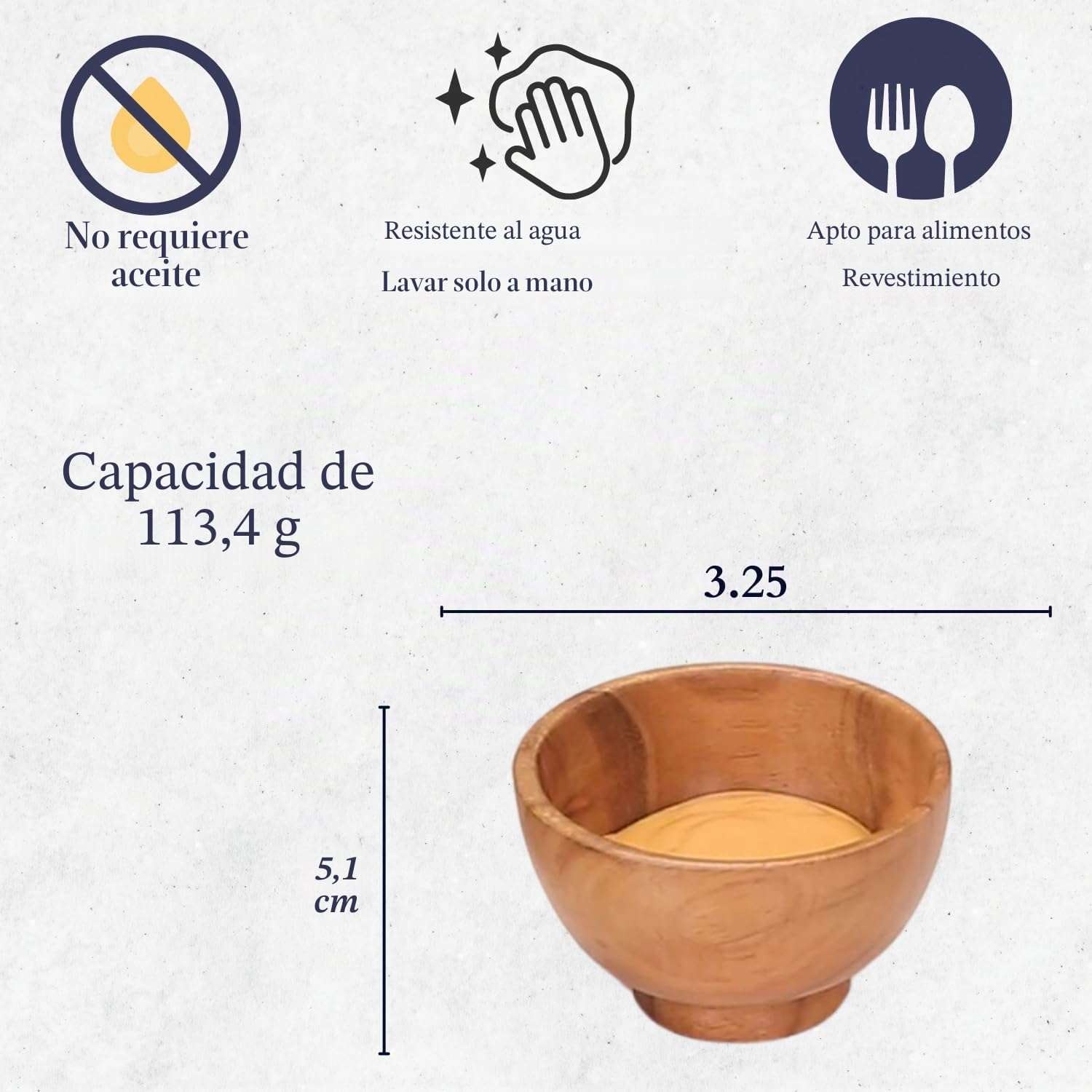 Juego de 6 cuencos pequeños de madera de acacia | 120 ml cada uno| Tazas de cocina de madera tallada a mano para servir salsas, nueces, dulces y condimentos | lindas mini tazas |13x5 cm