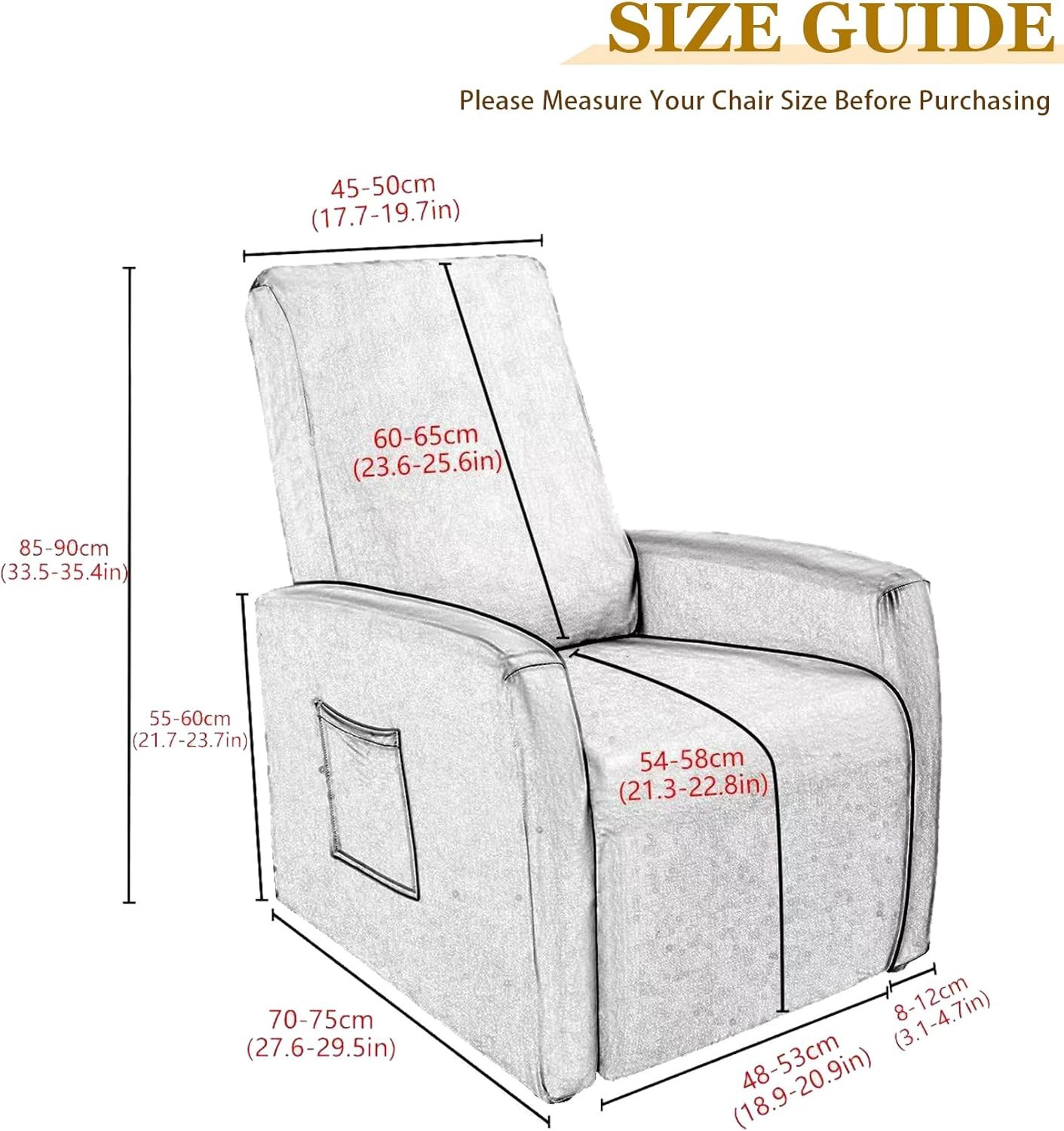 Extra Small Reclining Chair Covers, Stretchable Recliner Slipcovers with Printed Pattern, Fitted Armchair Sofa Cover with 2 Pockets, Printed Couch Covers(A-Blue,2 Sets)