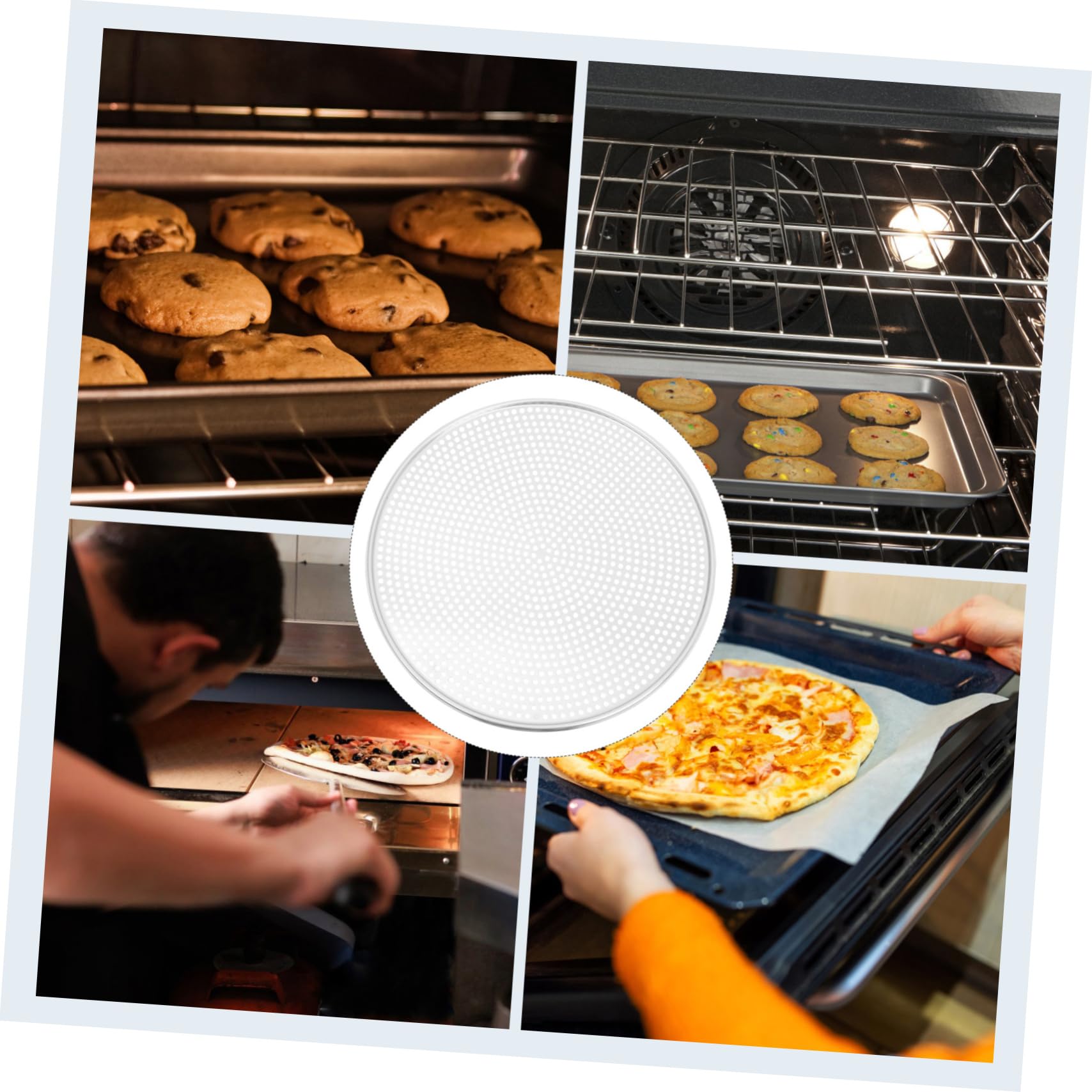 NUOBESTY Pizzablech 40cm Durchmesser mit Antihaftbeschichtung aus Aluminium Rundes und Perforierter Oberfläche für Hausgebrauch und Kaffeehäuser