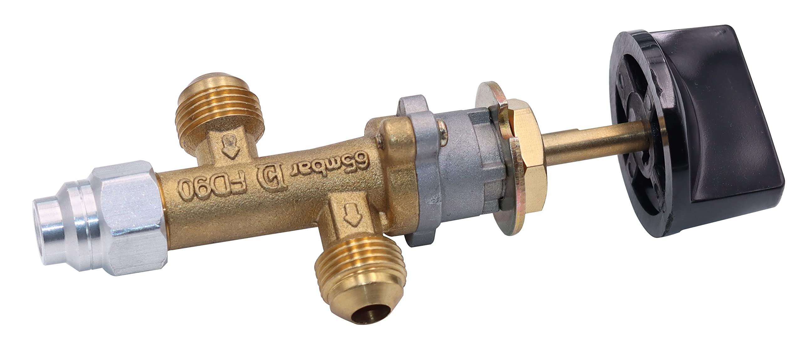 METER STAR Piezas Aprobadas por CE para Hoguera de Propano/Piezas de Chimenea Sistema de Válvula de Control de Gas Válvula Reguladora con Regulador de Flujo de Propano de Conexión Rápida de 27mm