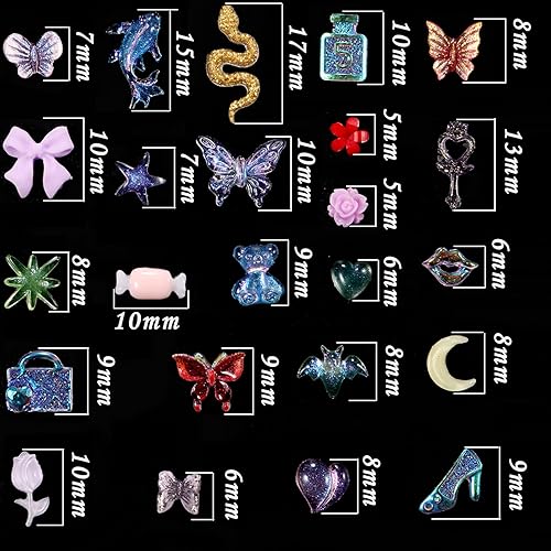 Miniatura 6 de 800 dijes de uñas 3D de mariposa 3D, dijes de uñas Y2K, accesorios de uñas para arte de uñas, diamantes de imitación para uñas acrílicas,