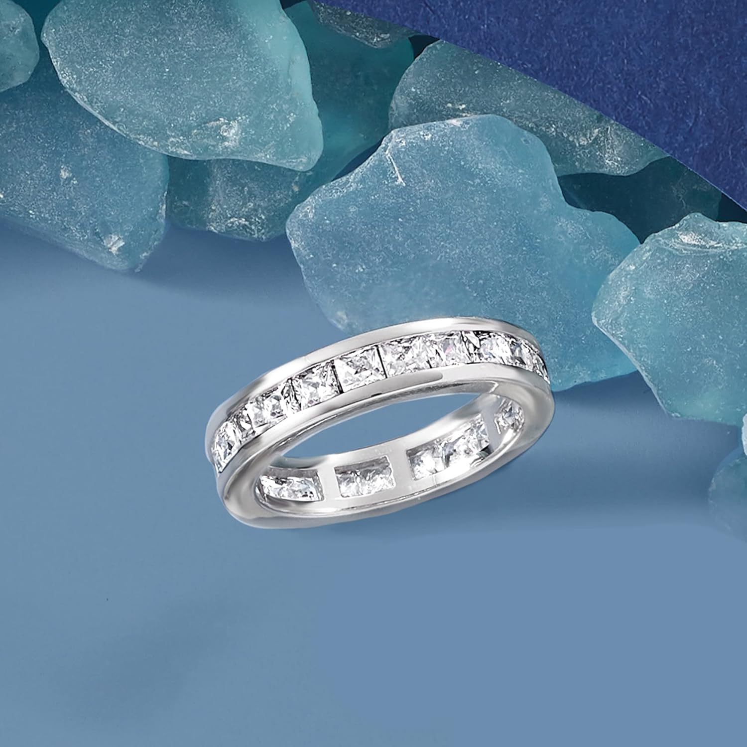 Ross-Simons 2.60 ct. t.w. Princess-Cut CZ Eternity Band in Sterling Silver