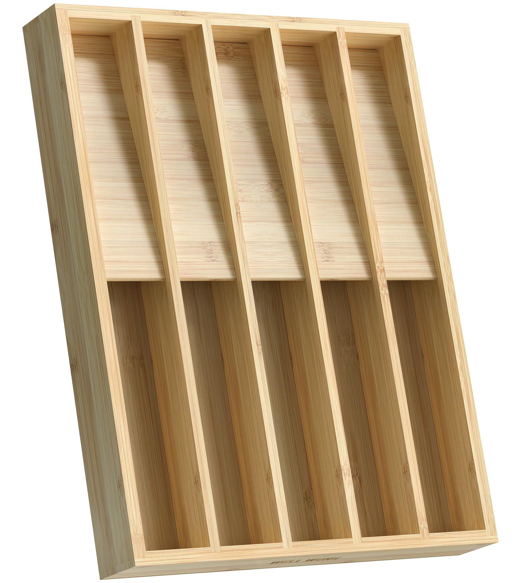 WELL WENG Organizador de cubiertos con 10 compartimentos fijos – Organizador de cajones para cucharas, tenedores, cuchillos y utensilios de cocina – Caja para cubiertos que ahorra espacio (40,7 x 31,2