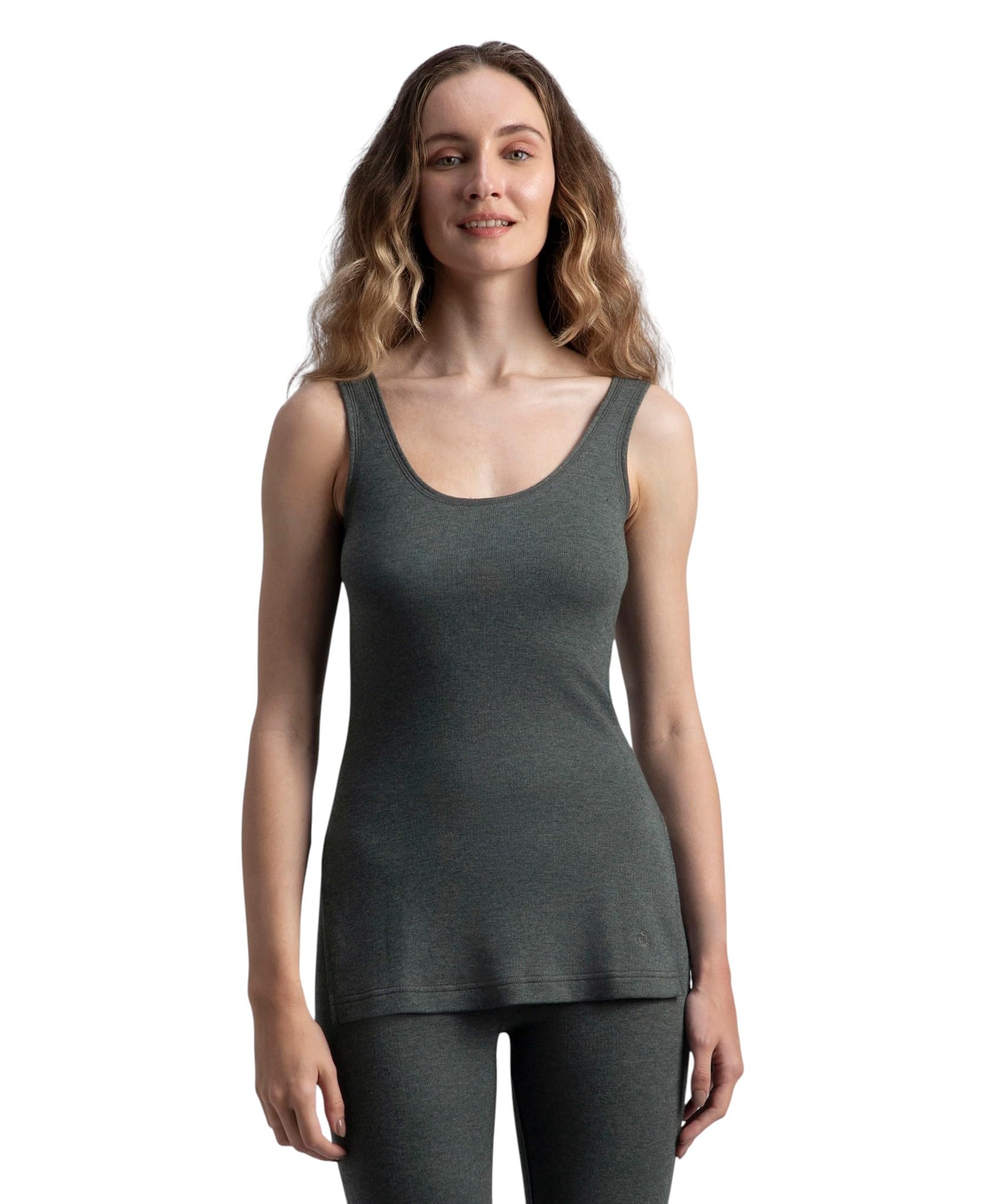 jockey 2547 Women's Super Combed Cotton Rich Brushed Fabric Thermal Tank Top with StayWarm Technology_Charcoal Melange_L-picture-20