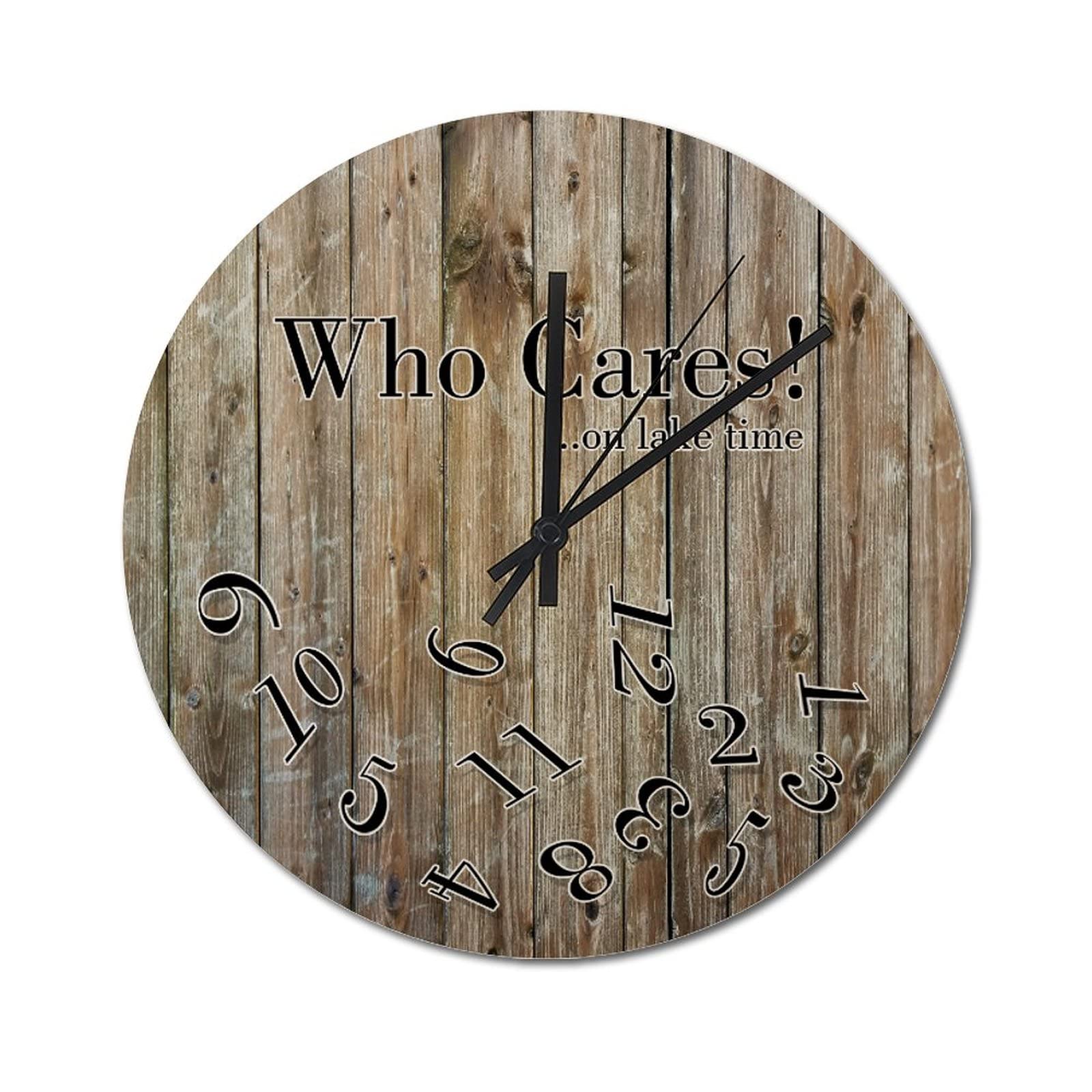 Horloge ronde rustique sans bruit pour salon et cuisine design rétro bois 38cm