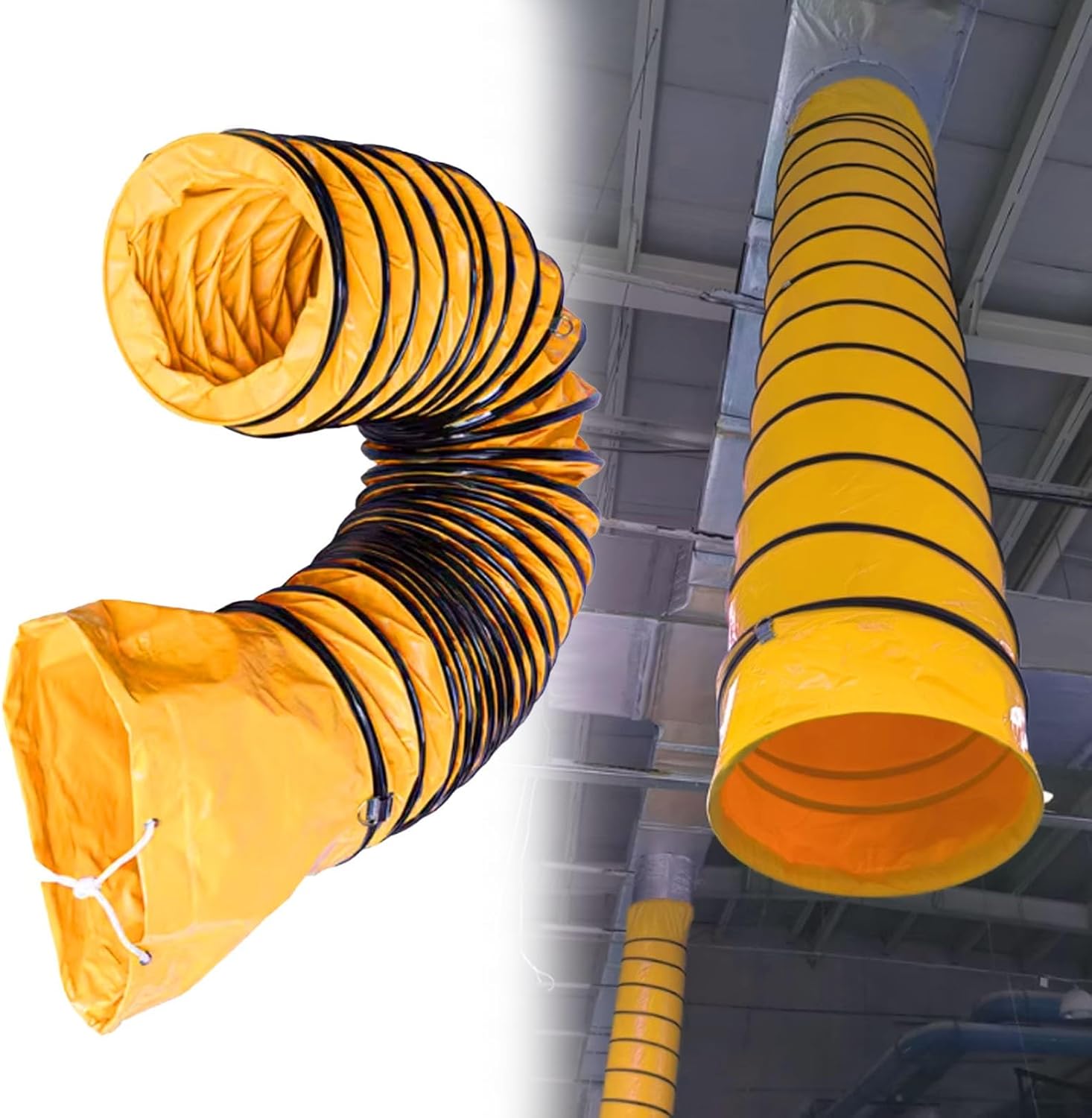 HVAC Air Duct For Exhaust Fan, Dia 6 8 12 20 26 33 Inches Industrial Flexible Duct Hose, Chiller/Cooking Exhaust/Air Circulation Commercial Induction Intake Pipe Hose(L 6.5ft/2m,ID 12in/300mm)