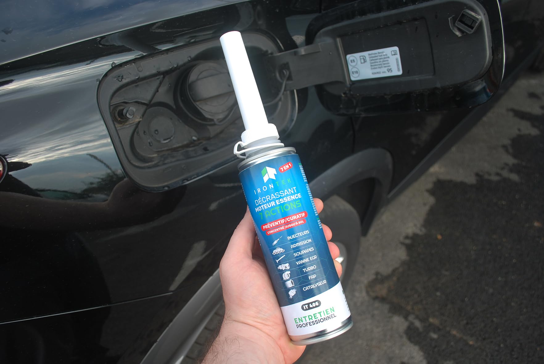 Décrassant Moteur Essence 7en1 375ml - IRONTEK | IT406 | Sans Démontage | Catalyseur Turbo EGR Injecteurs | Traitement Complet Premium