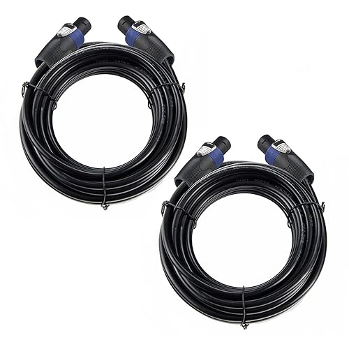 Cables de audio profesionales de calibre 12 a Speakon de 50 pies, cables de audio de 12 AWG de 50 pies, paquete de 2