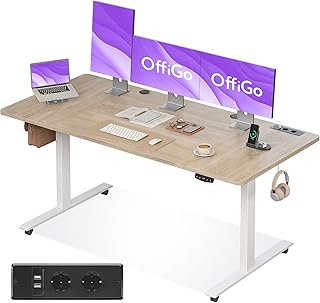 Height Adjustable Desk, 160cm Electric Desk with USB, Adjustable Desk with 2 Memory Functions, Desk for Office, Home, Gaming, Beige