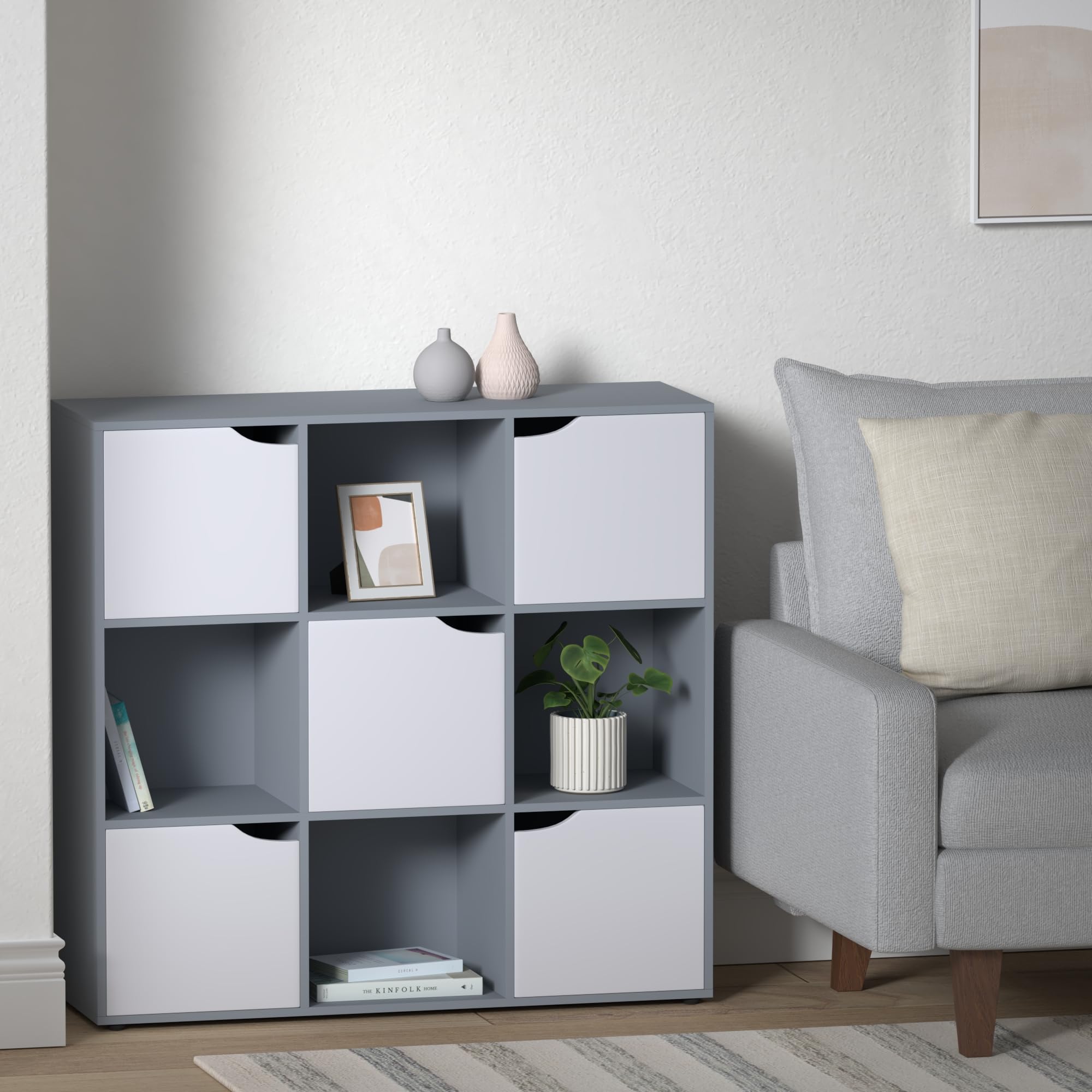 Libreria 3 Ripiani 2 Ante 2 Cassetti 154x40x74,50 Cm In Legno - Foto 9