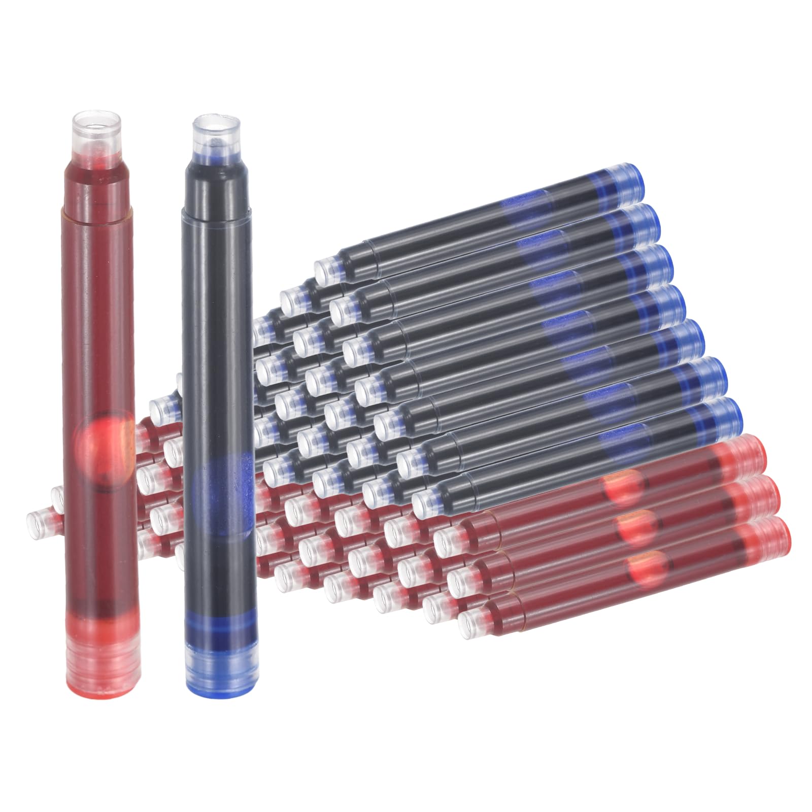 PATIKIL 60Pcs Fountain Pen Ink Refills 2.6mm Bore Diameter Red/Blue Ink Cartridges International Stand Refill Cartridges for Pen Writing Business