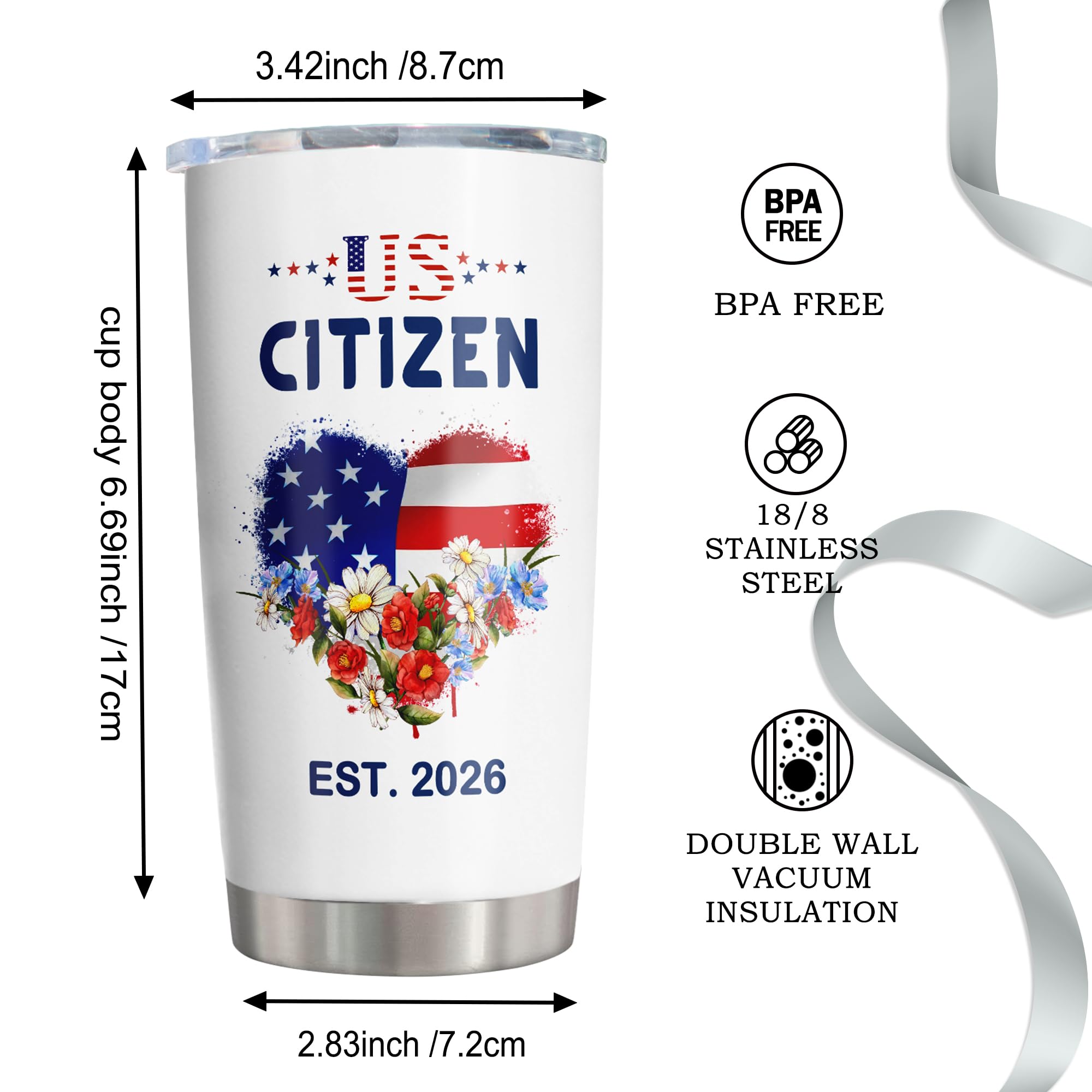 Citizenship Gifts, Patriots Gifts, New US Citizen Gift ideas 2026, Citizenship Party Decorations, American Flag Citizenship Tumbler 20oz