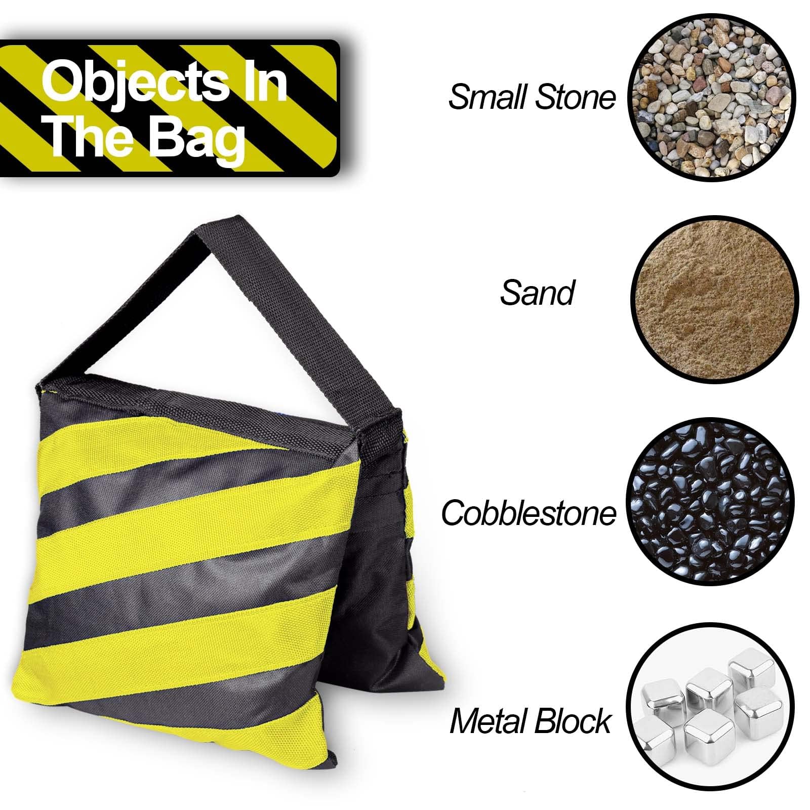 EMART 6 Pcs Borsa di Sabbia Resistente per Studio Fotografico e Video, Treppiedi, Giardino - Giallo e Nero