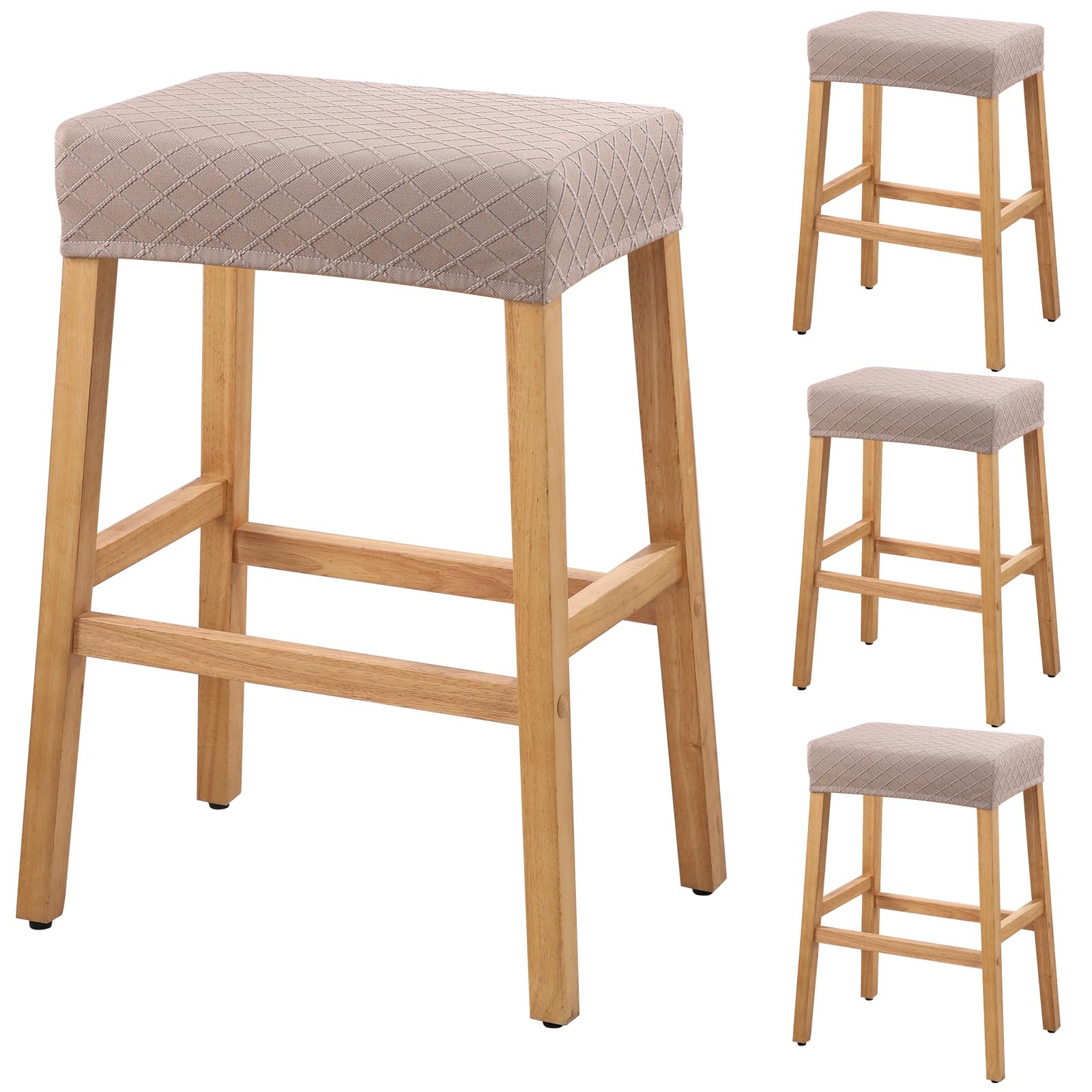 YISUN Stool Covers Rectangle - 4 Pack Stretch Waterproof Saddle Seat Cover Counter Bar Stools Bar Chairs Covers Kitchen Island Chairs Cushion Protector