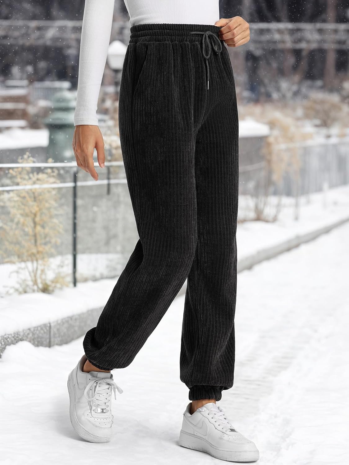 QIANXIZHAN Women's Winter Warm Thick Fleece Pants, Lined Sweatpants Pants Joggers Comfy Pajama Clothes - Image 9