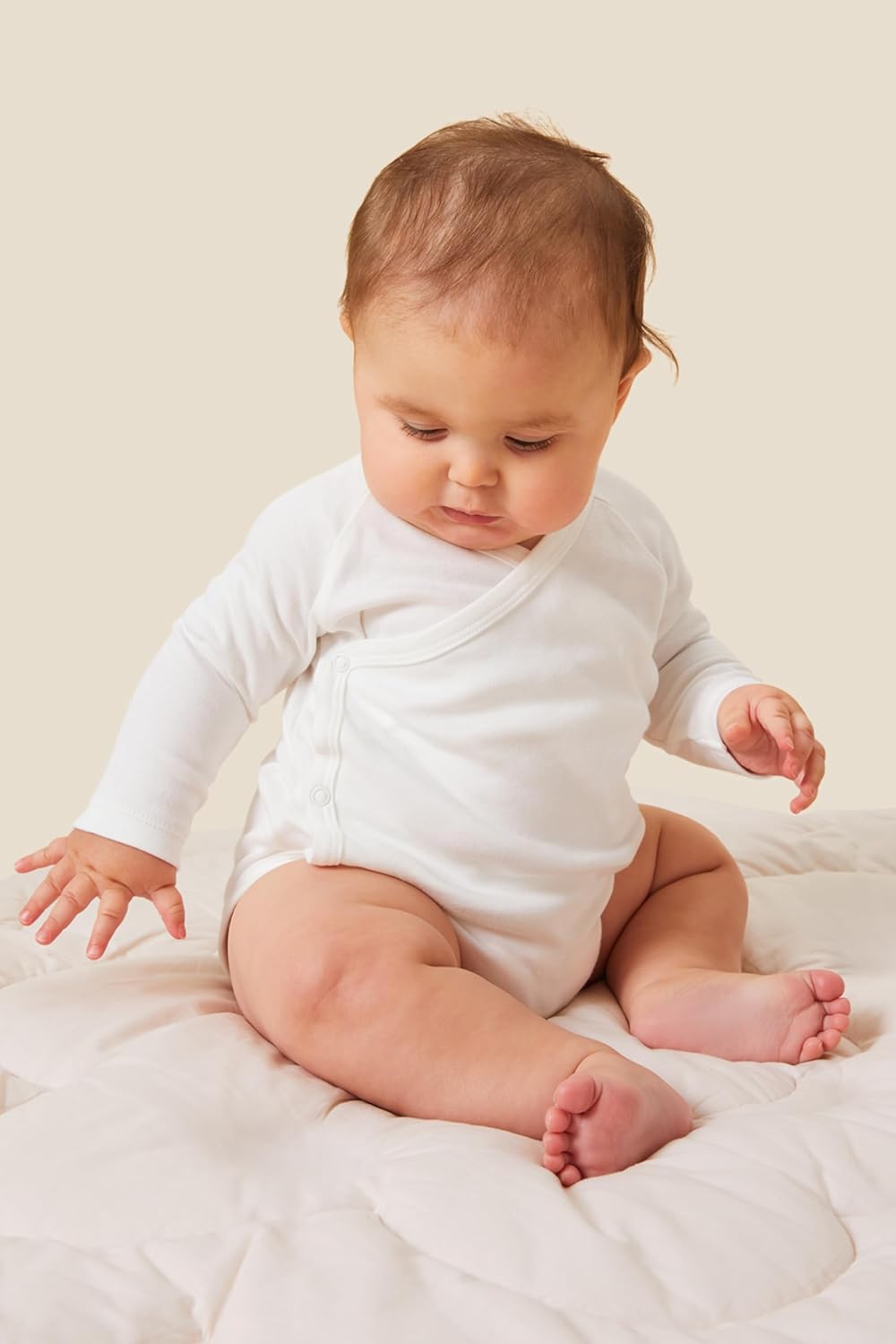 MORI Baby Long Sleeve Kimono Bodysuit for Boys and Girls - Viscose from Bamboo - Infant Romper with Nickel Free Poppers