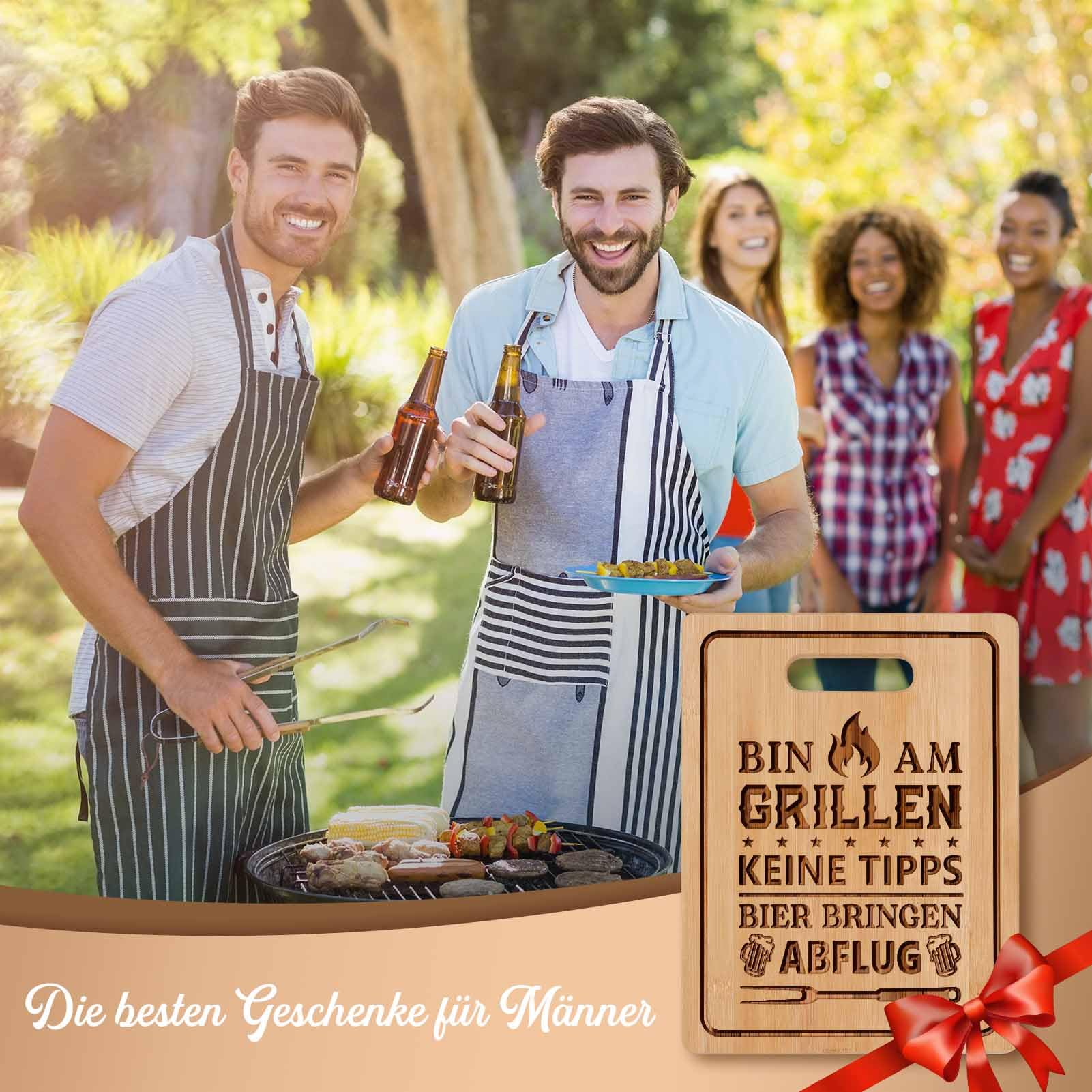 CheriGift Geschenke für Männer, Grill Bambus Schneidebrett für Männer, Lustige Geschenke für Papa Opa Geburtstag Vatertagsgeschenk