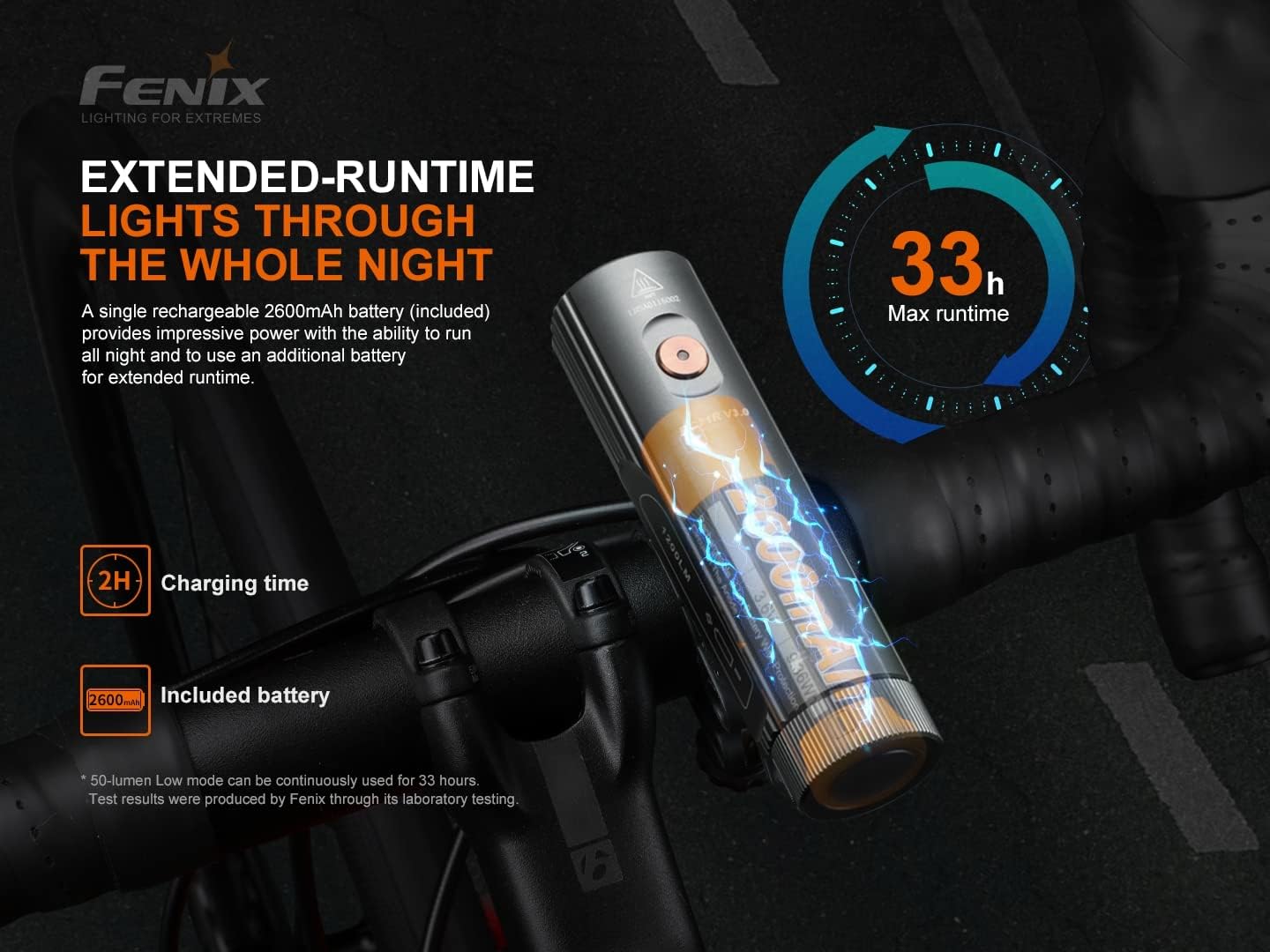 Fenix BC21R V3 showing extended runtime and battery details