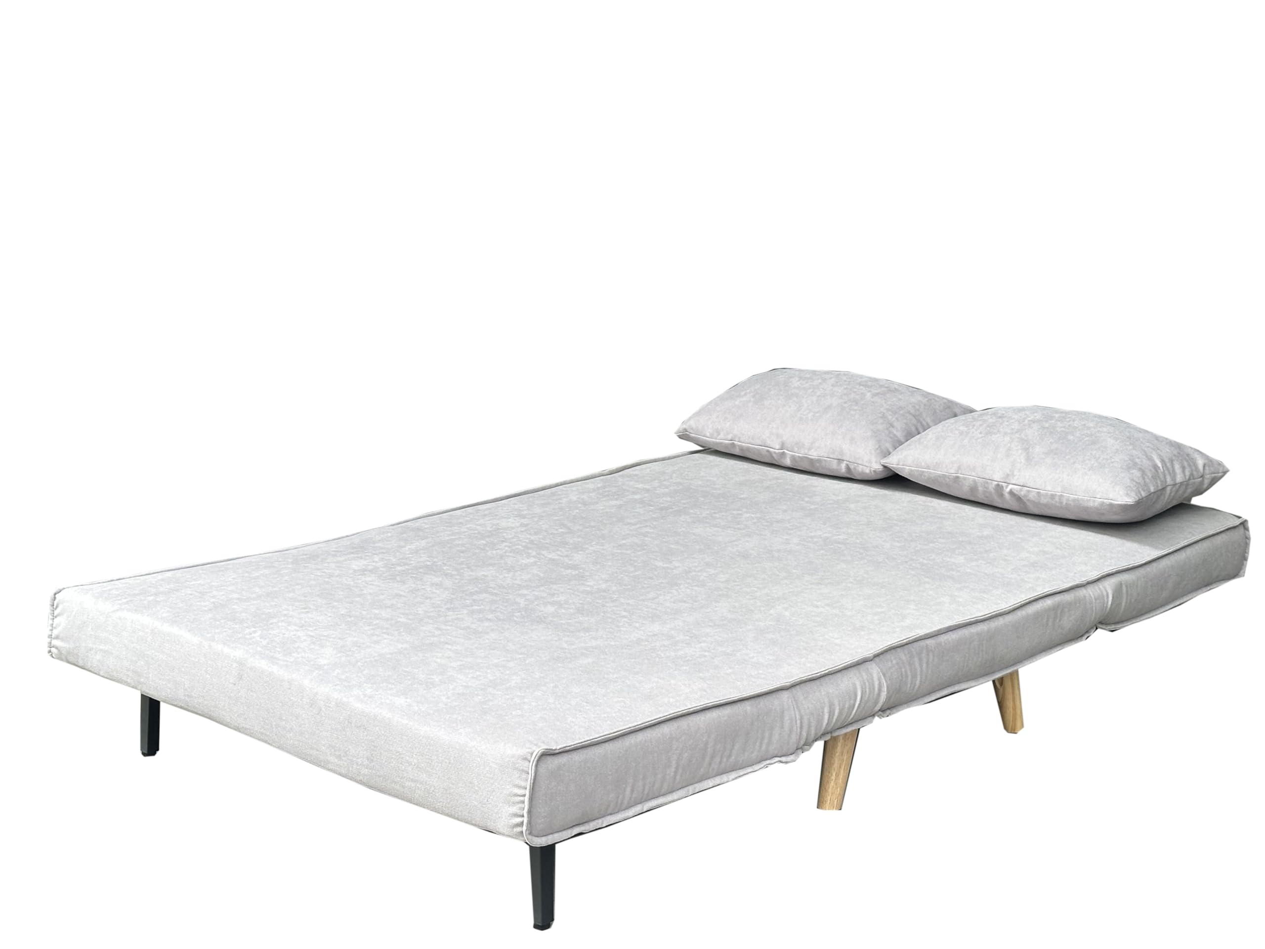 MUEBLIX.COM - Sofa Cama Ocenilla 2 Plazas, Sofa Cama Estilo Futón, Tela, Sillón Cama, Cama Sofa, 3 Posiciones (Sentado, Relax y Cama), Apertura Clic-Clac, Sofa de Diseño, Color Gris