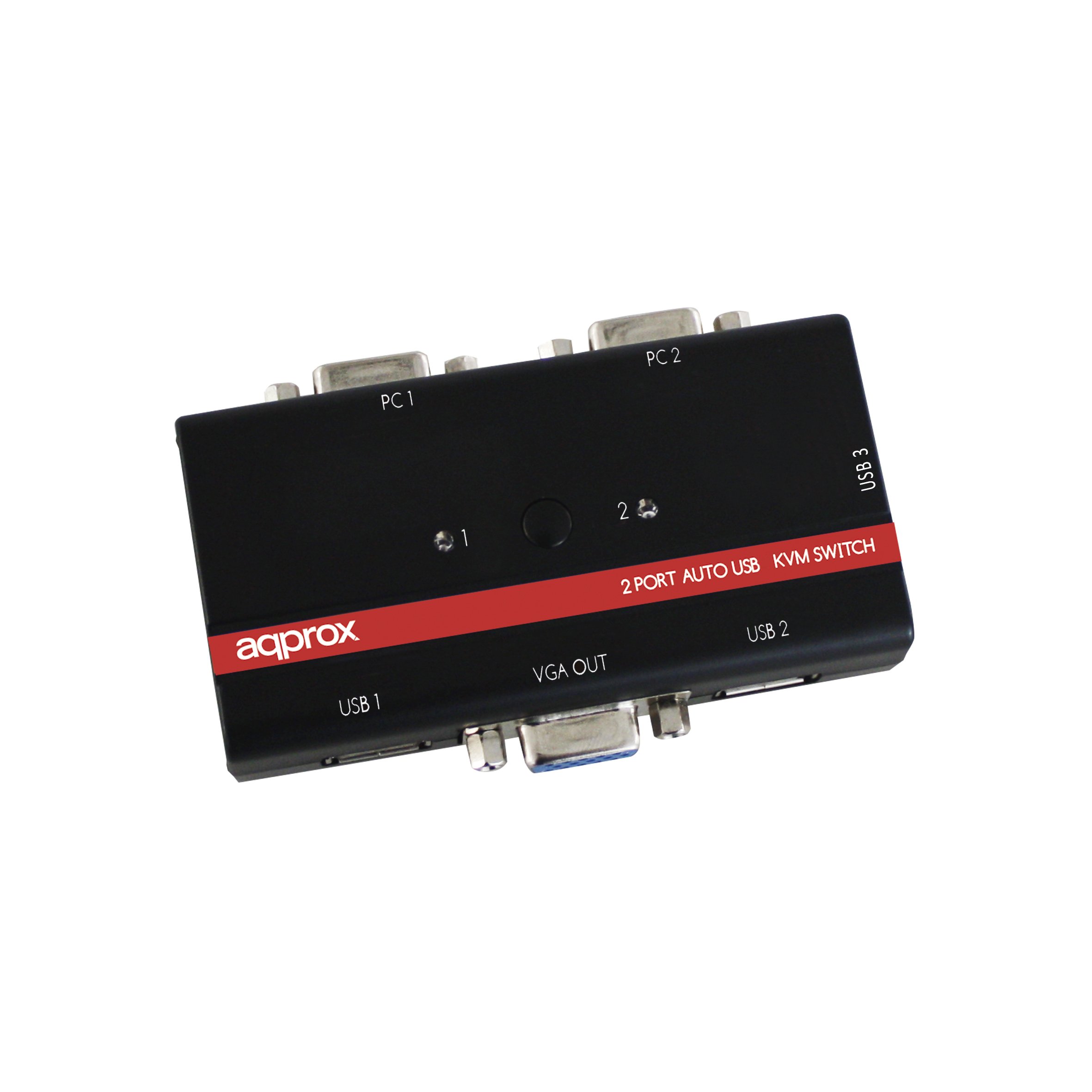Approx APPKVMUSB2PA2 - Kit de 3 Puertos USB KVM Switch, Color Negro