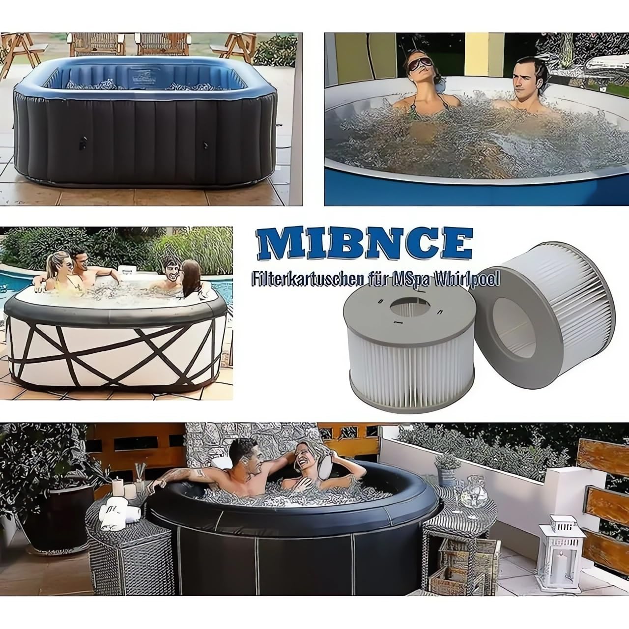 Ersatzfilter für MSPA Whirlpool Ersatzfilter-Kartusche Wasserfilter, Filter für Whirlpool und heiße U-Boote sowie Spas, Aufblasbare Pools, Wasserfilter Modell ab 2020, Packung à 8