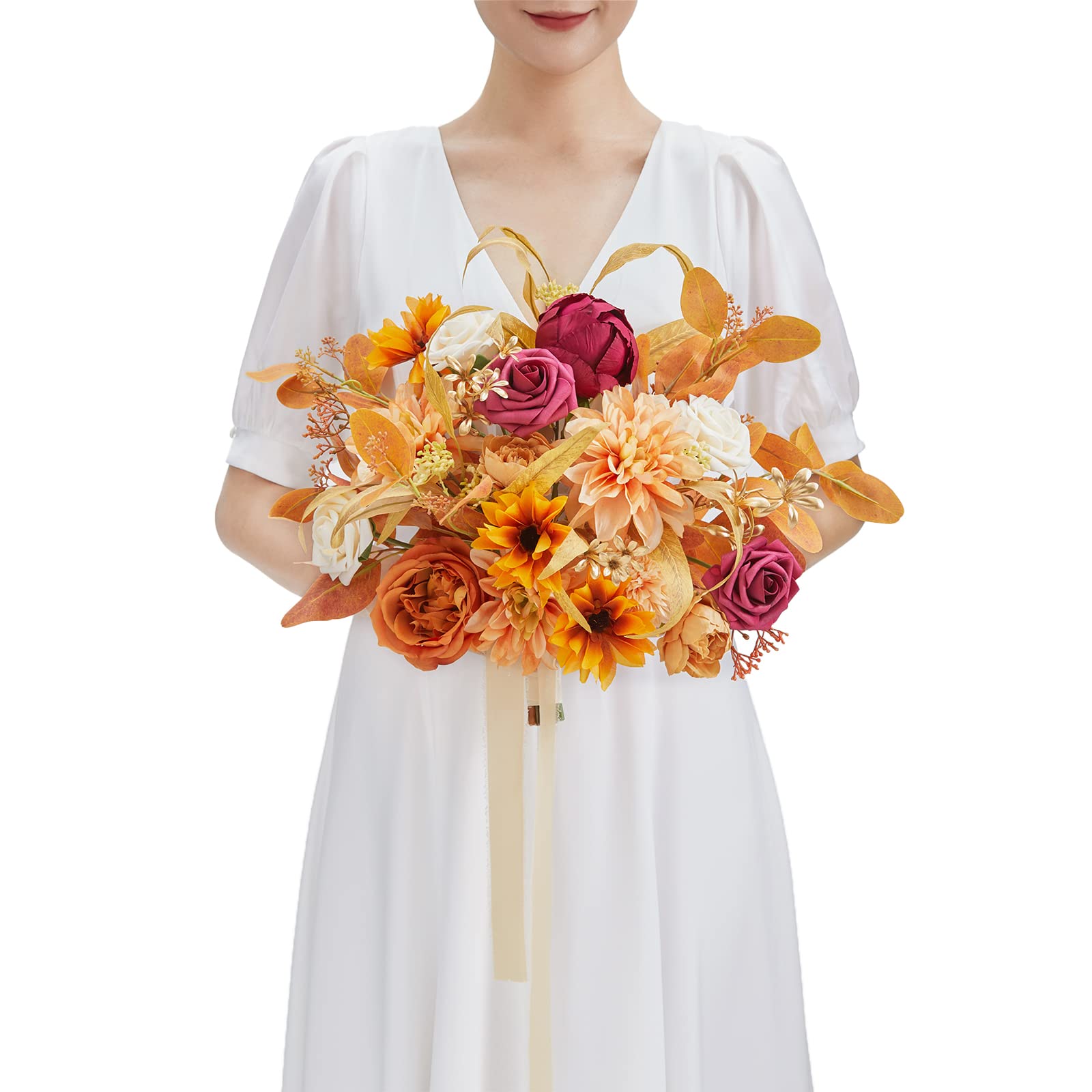 Amazon｜TINGE TIME 11インチ 人工ブライダルブーケ カスケード