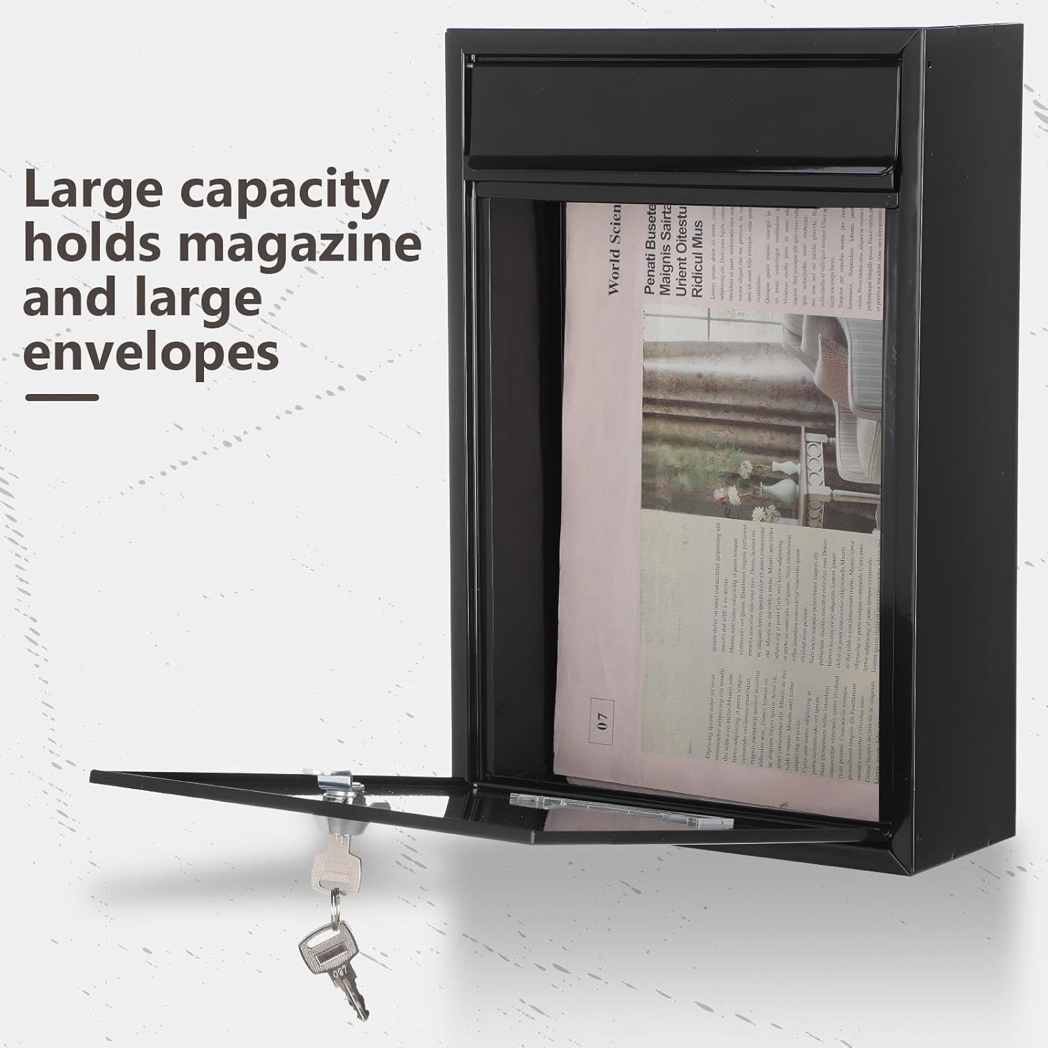 3 Pcs Locking Mailboxes Wall Mounted, 12.6 x 8.5 x 3.3 in Vertical Key Lock Drop Mailboxes with Lock and Slot, Metal Cover Rust-Proof Post Box Suggestion Donation Box, Black Galvanized Steel