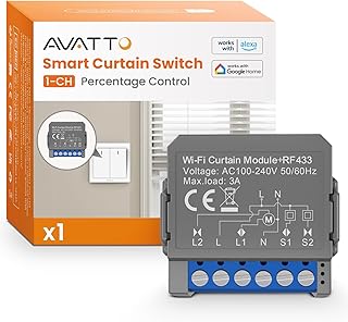AVATTO Smart Rolladenschalter Modul WIFI + RF mit Prozentfunktion mit Alexa Google Home DIY Elektrische Rolladensteuerung Zeitschaltuhr APP Steuerung für Rolladenmotor Jalousien und Markisen